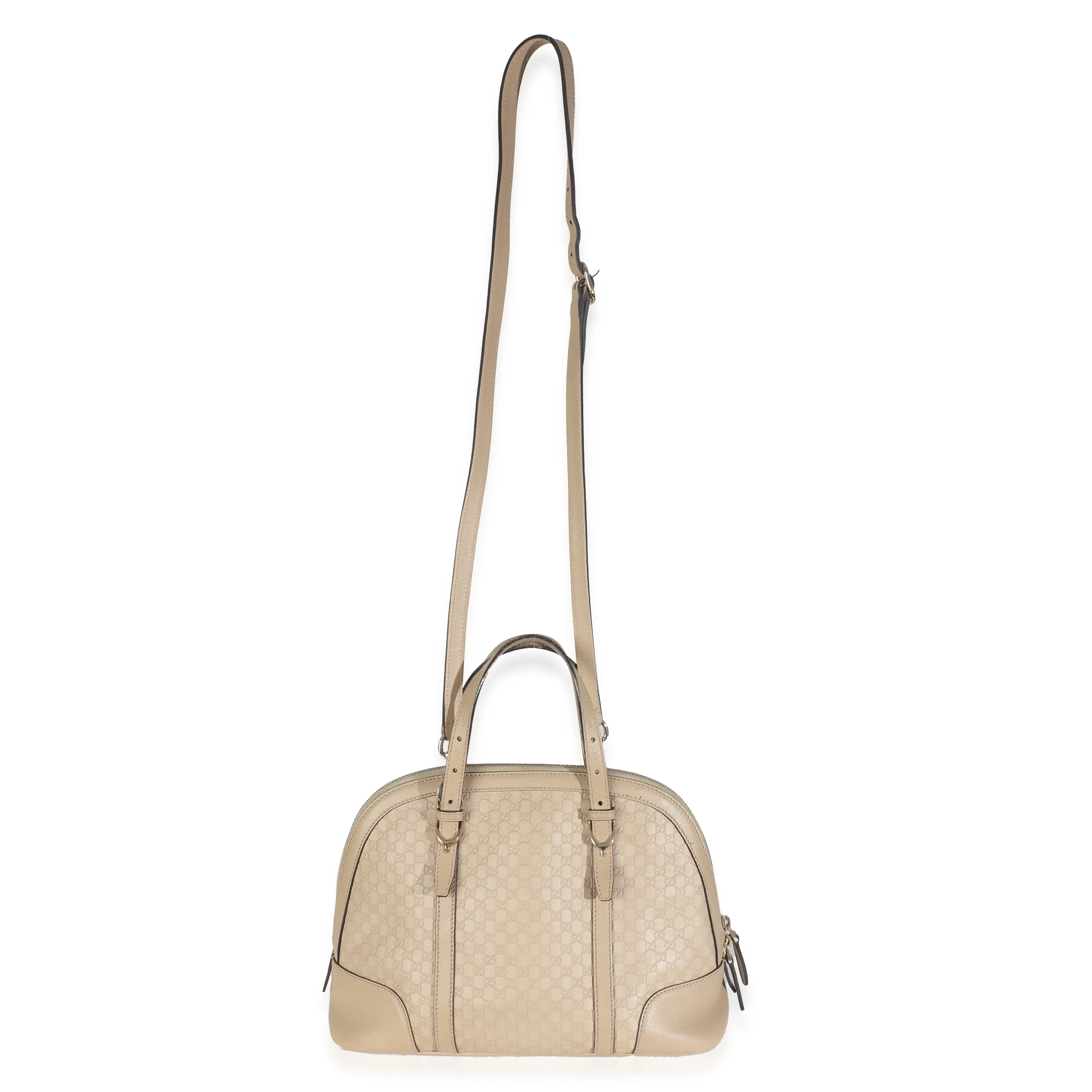 Beige Microguccissima Calfskin Dome Top Handle Bag - Image 8