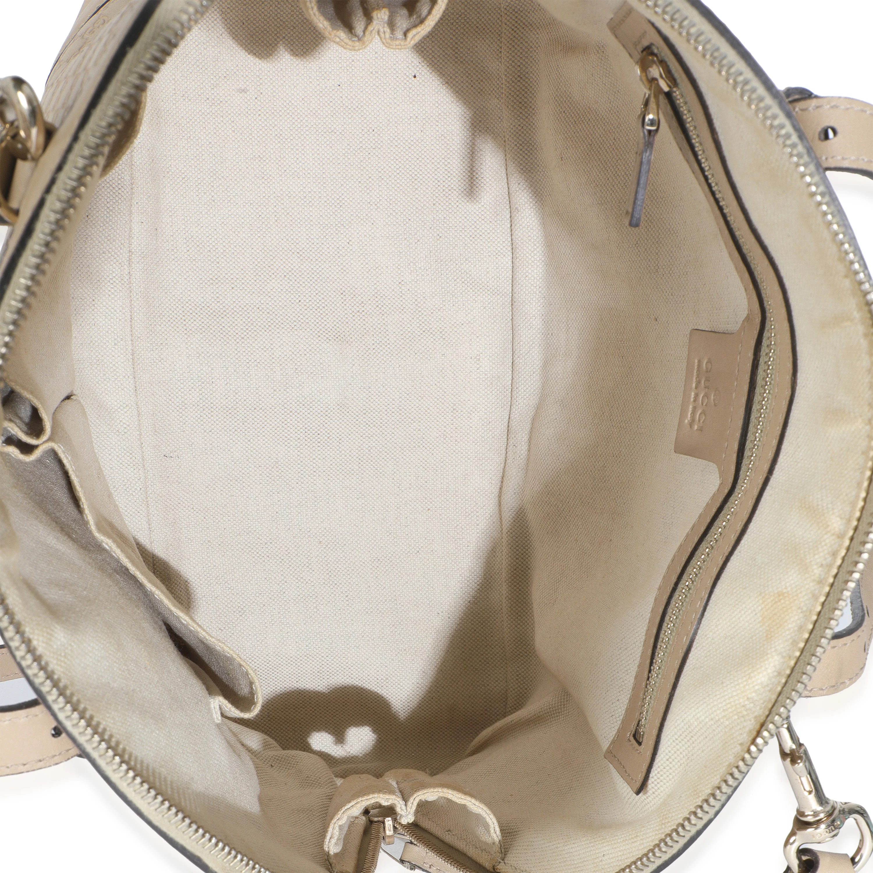 Beige Microguccissima Calfskin Dome Top Handle Bag - Image 9