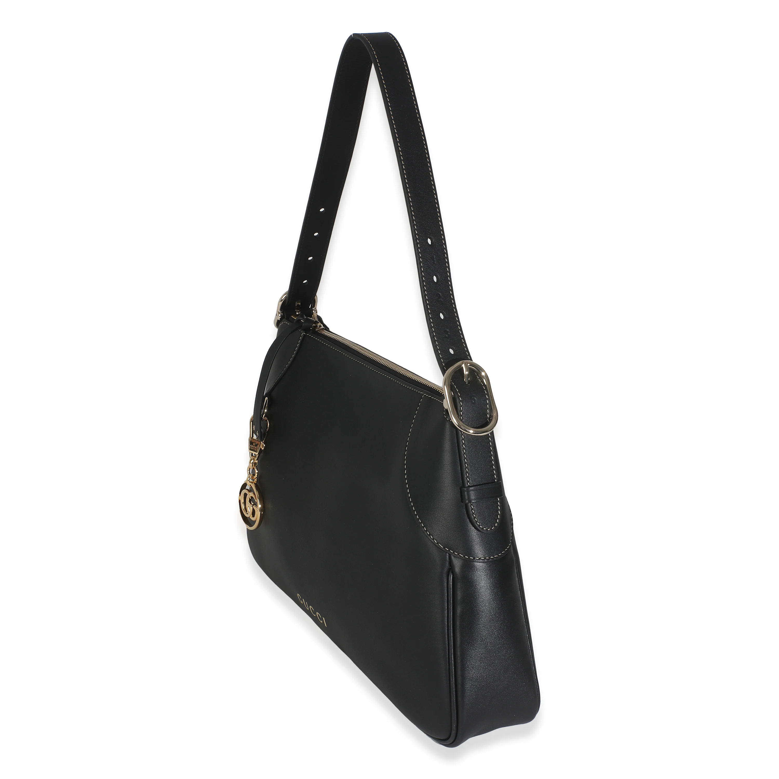Black Calfskin Medium GG Emblem Shoulder Bag - Image 2