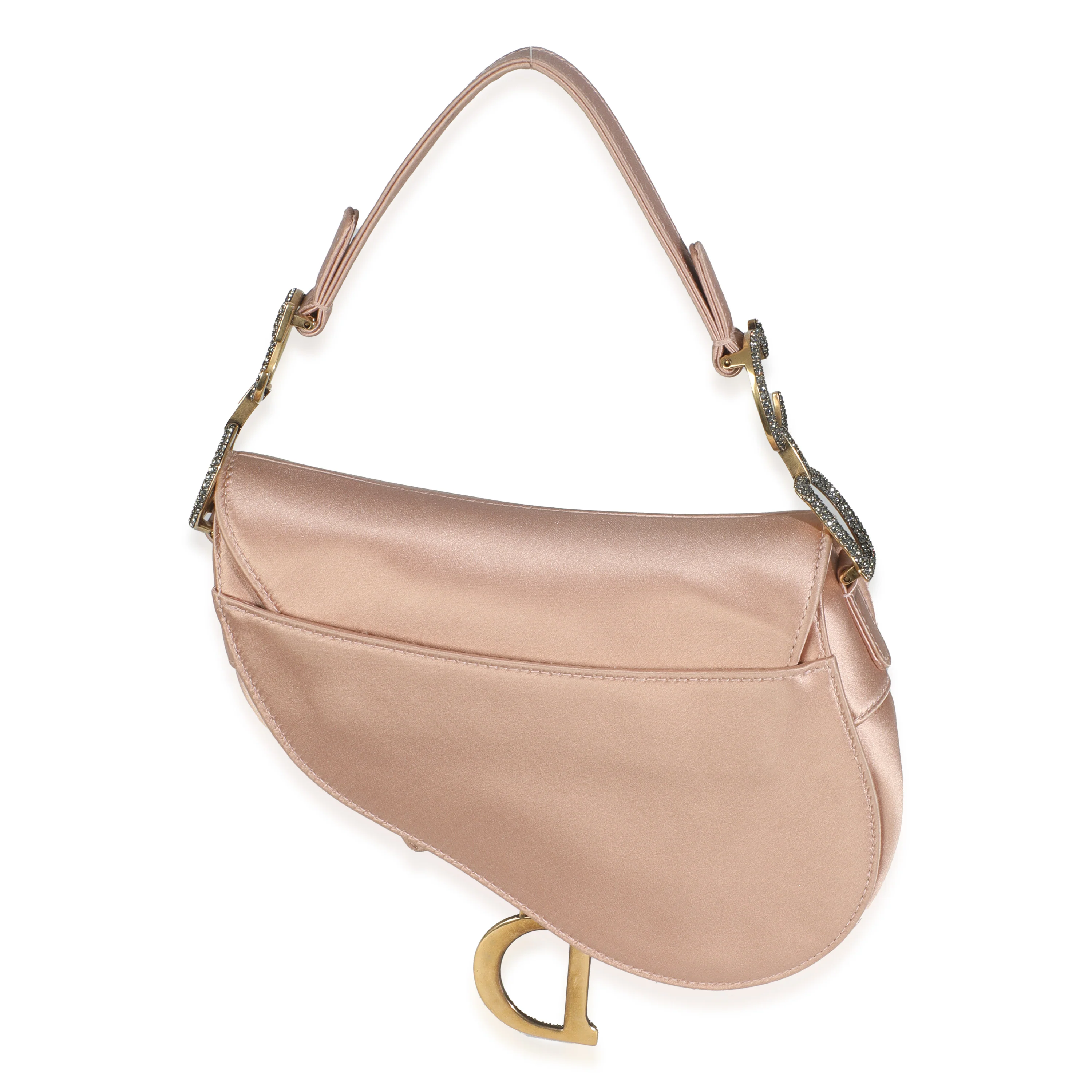 Pink Satin Crystal Mini Saddle Bag - Image 4
