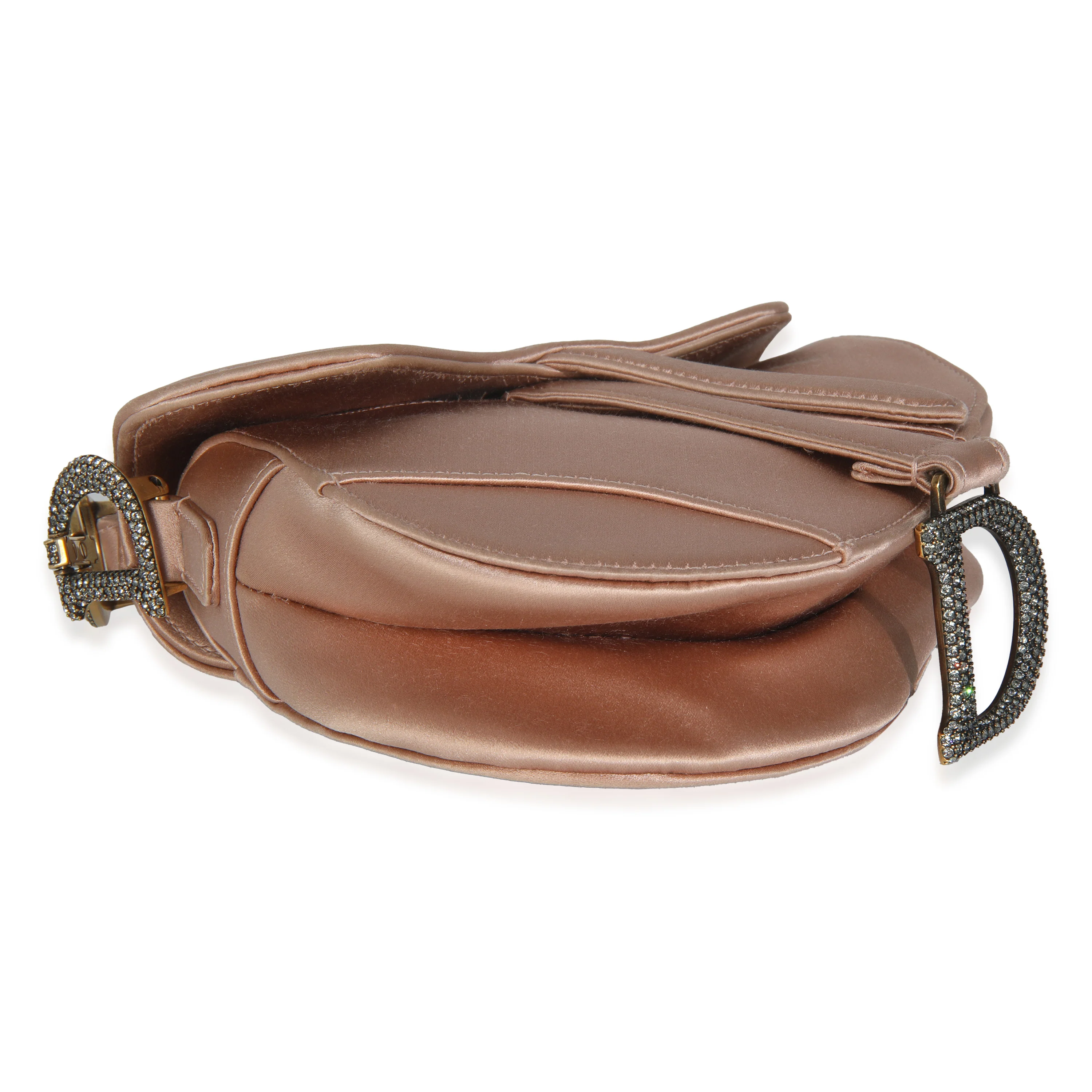 Pink Satin Crystal Mini Saddle Bag - Image 7