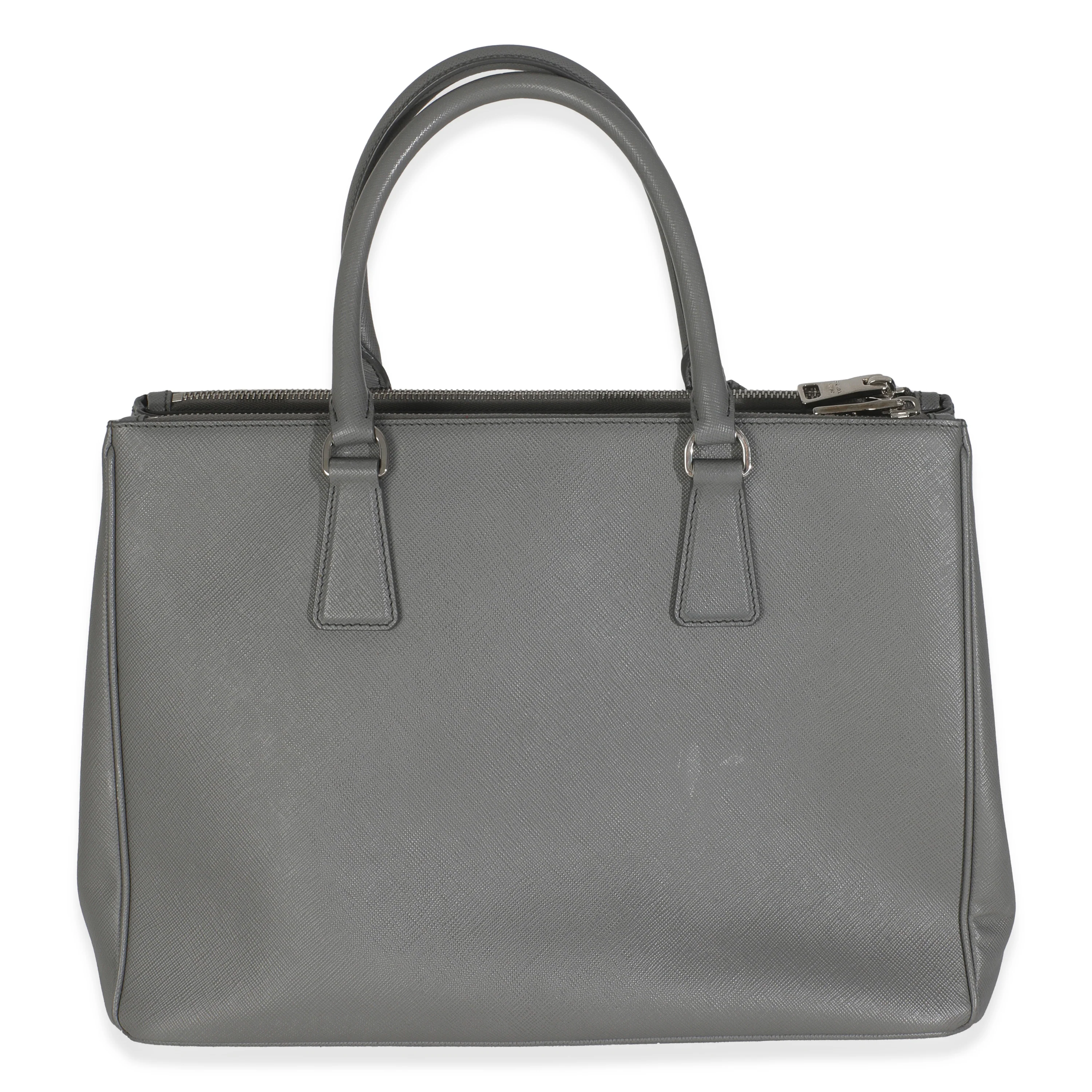 Grey Saffiano Lux Double Zip Tote - Image 4