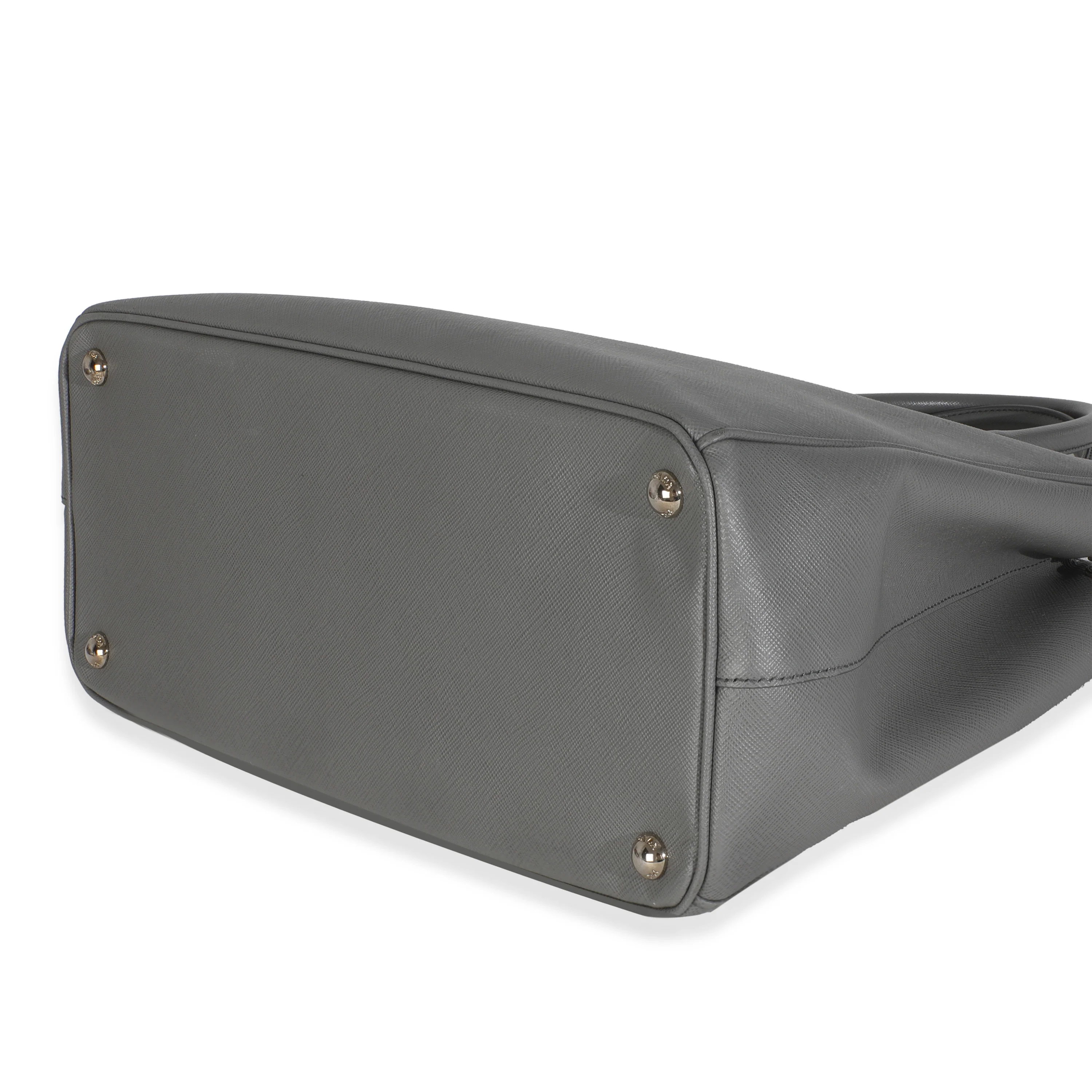Grey Saffiano Lux Double Zip Tote - Image 6