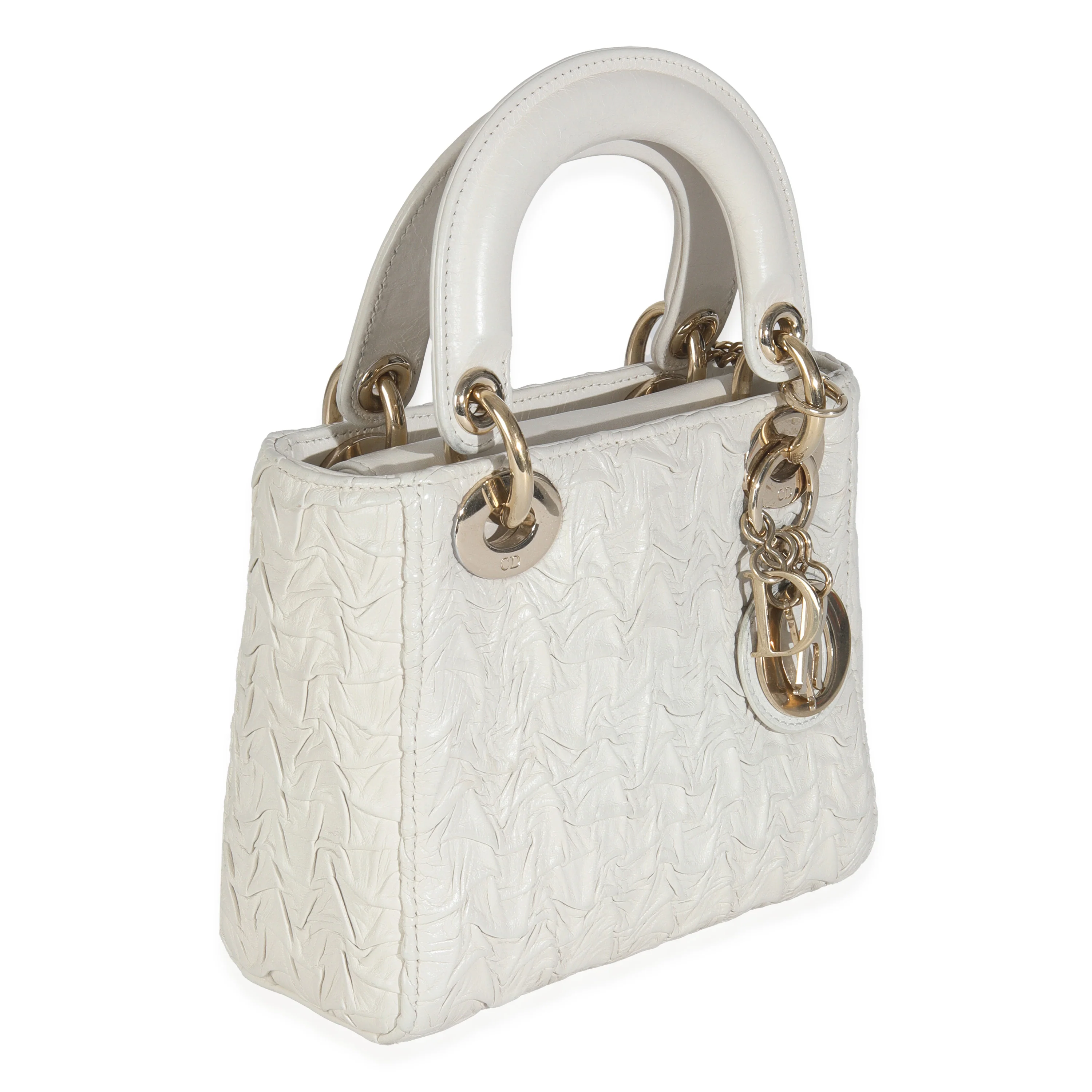 White Textured Calfskin Mini Lady Dior - Image 3