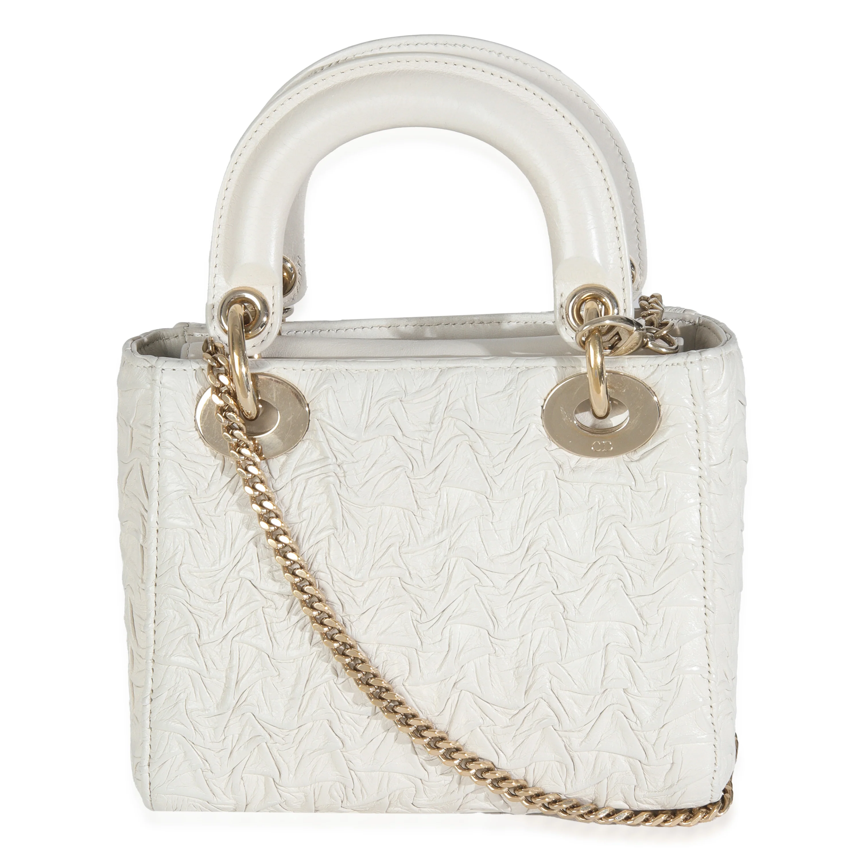 White Textured Calfskin Mini Lady Dior - Image 4