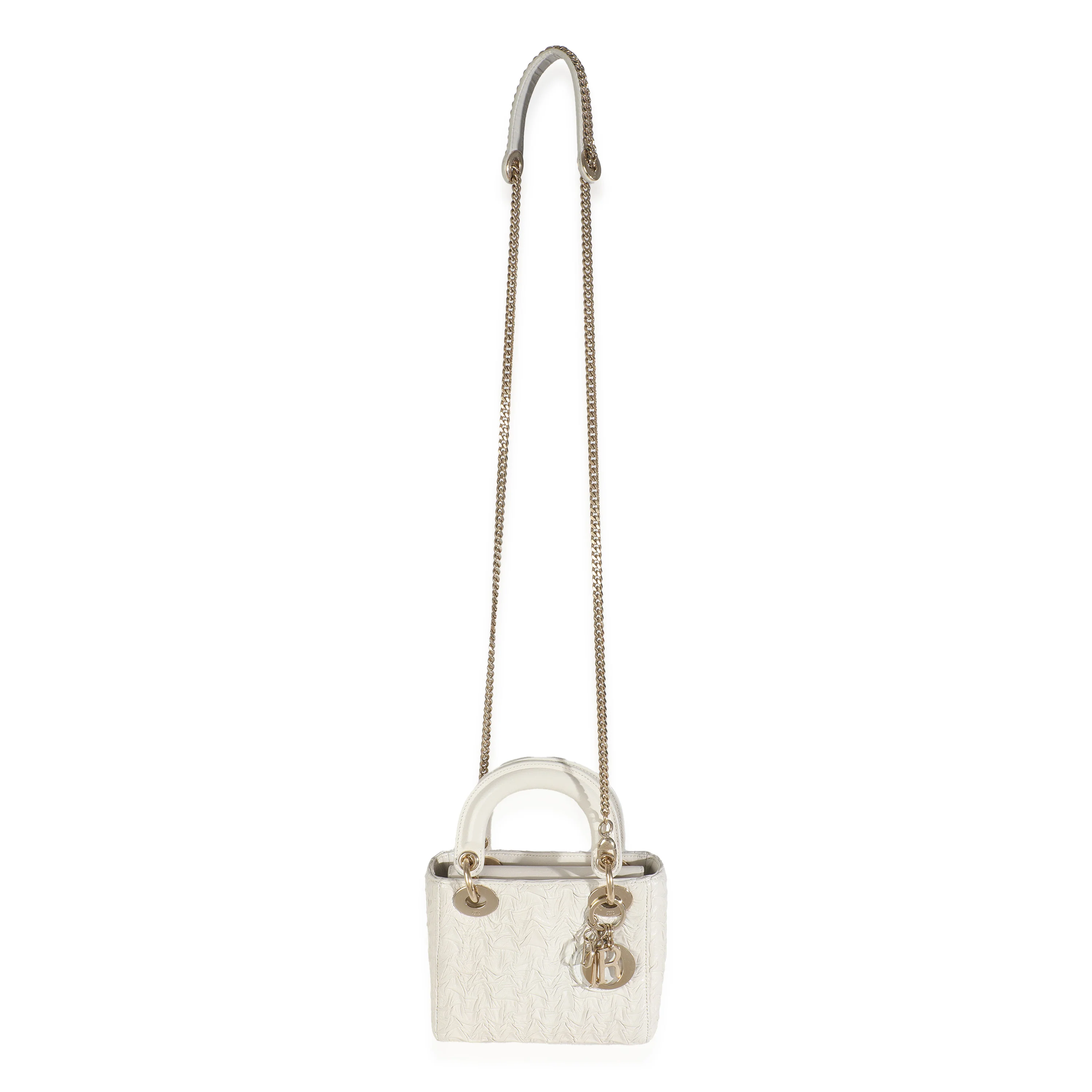White Textured Calfskin Mini Lady Dior - Image 8