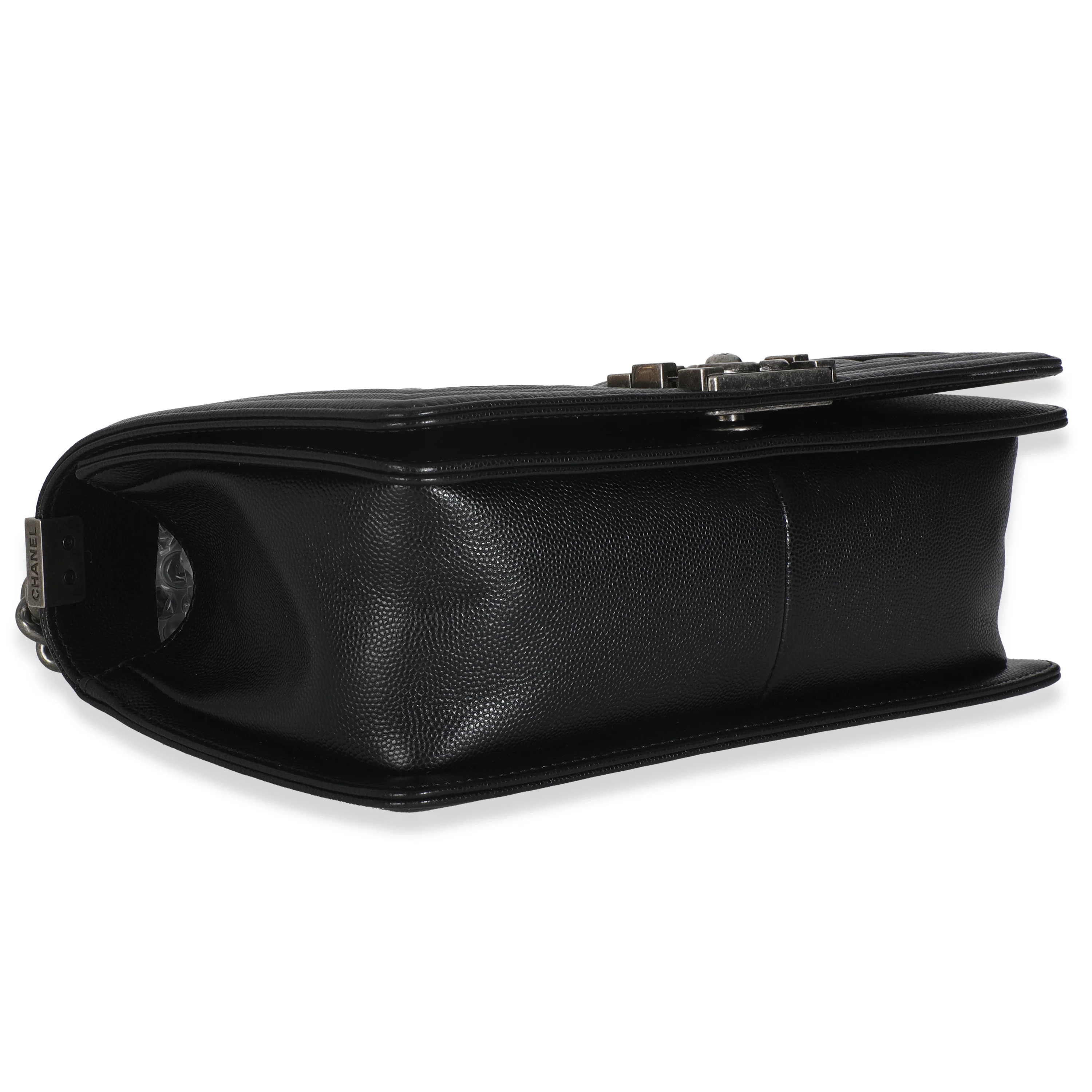 Black Quilted Caviar Medium Boy Handbag - Image 7