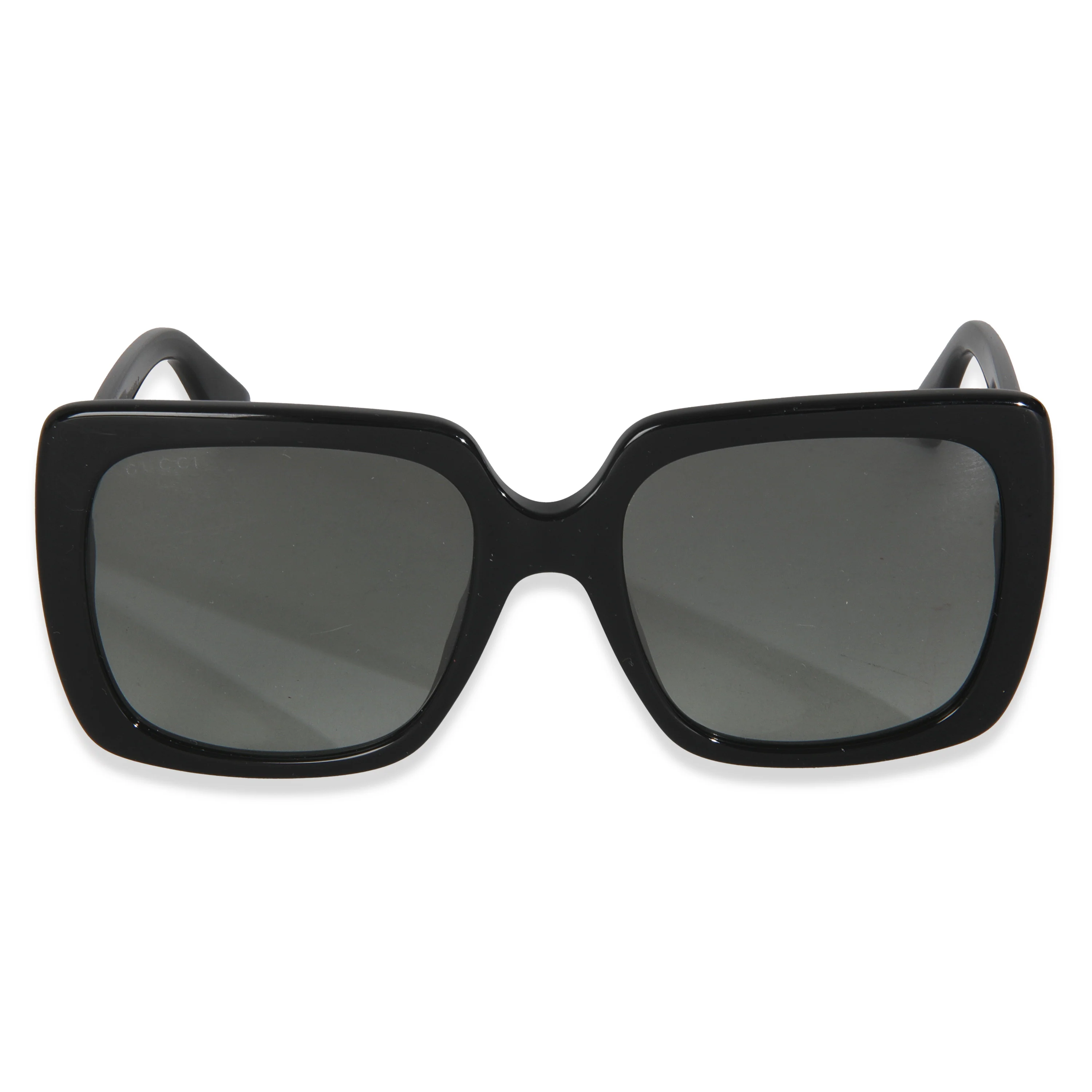 Black Acetate Crystal Logo Oversized Square Sunglasses