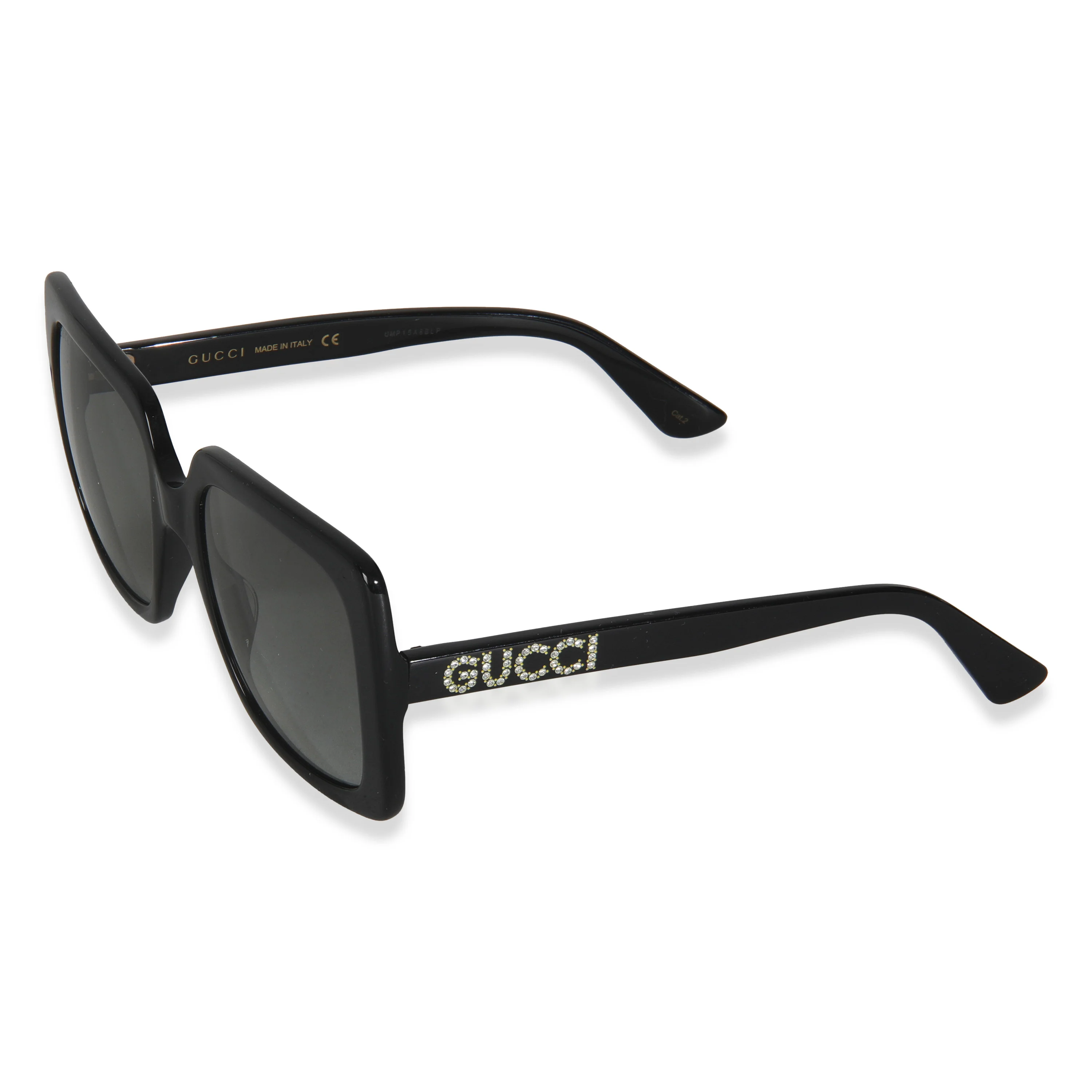 Black Acetate Crystal Logo Oversized Square Sunglasses - Image 2