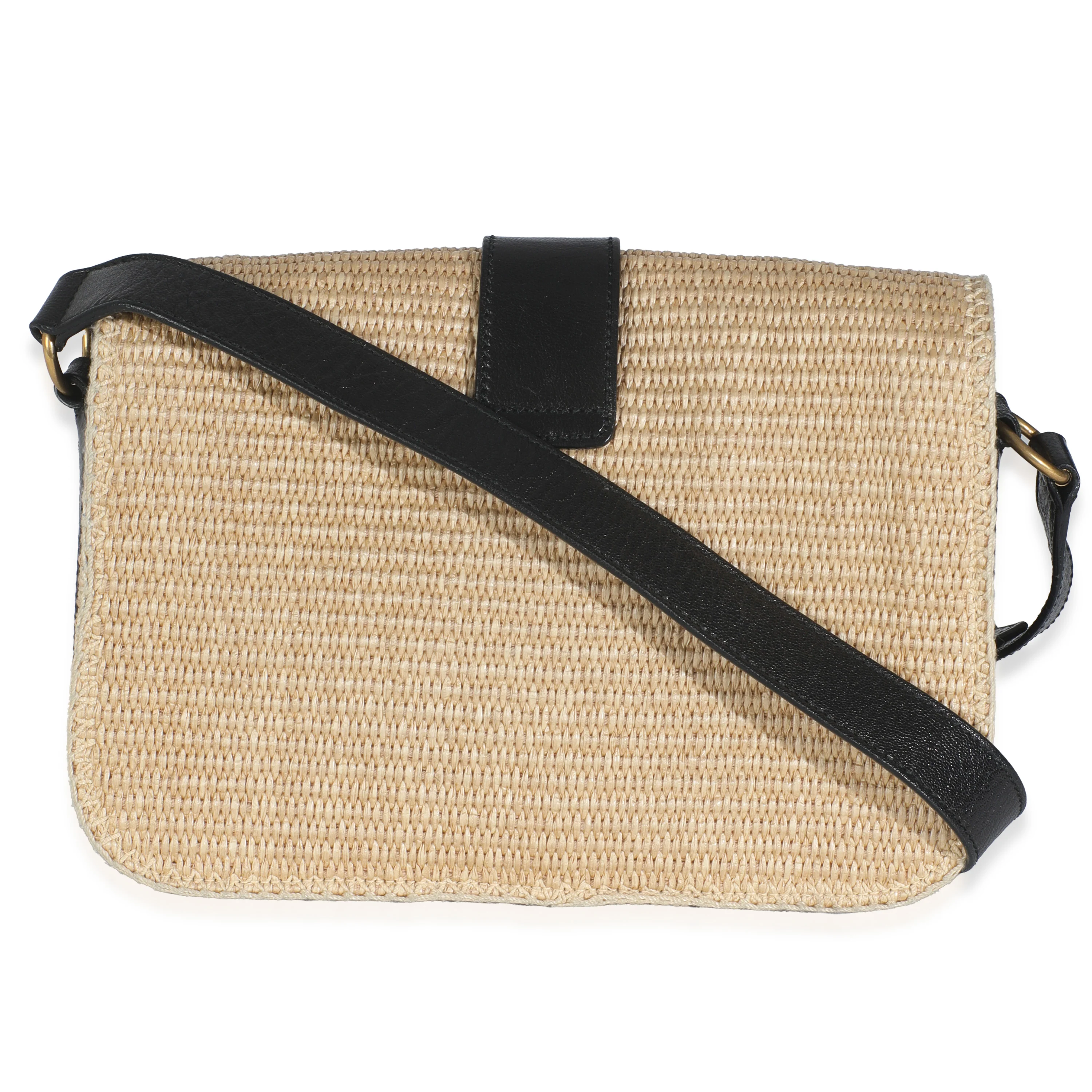 Beige Wicker Y Logo Shoulder Bag - Image 4
