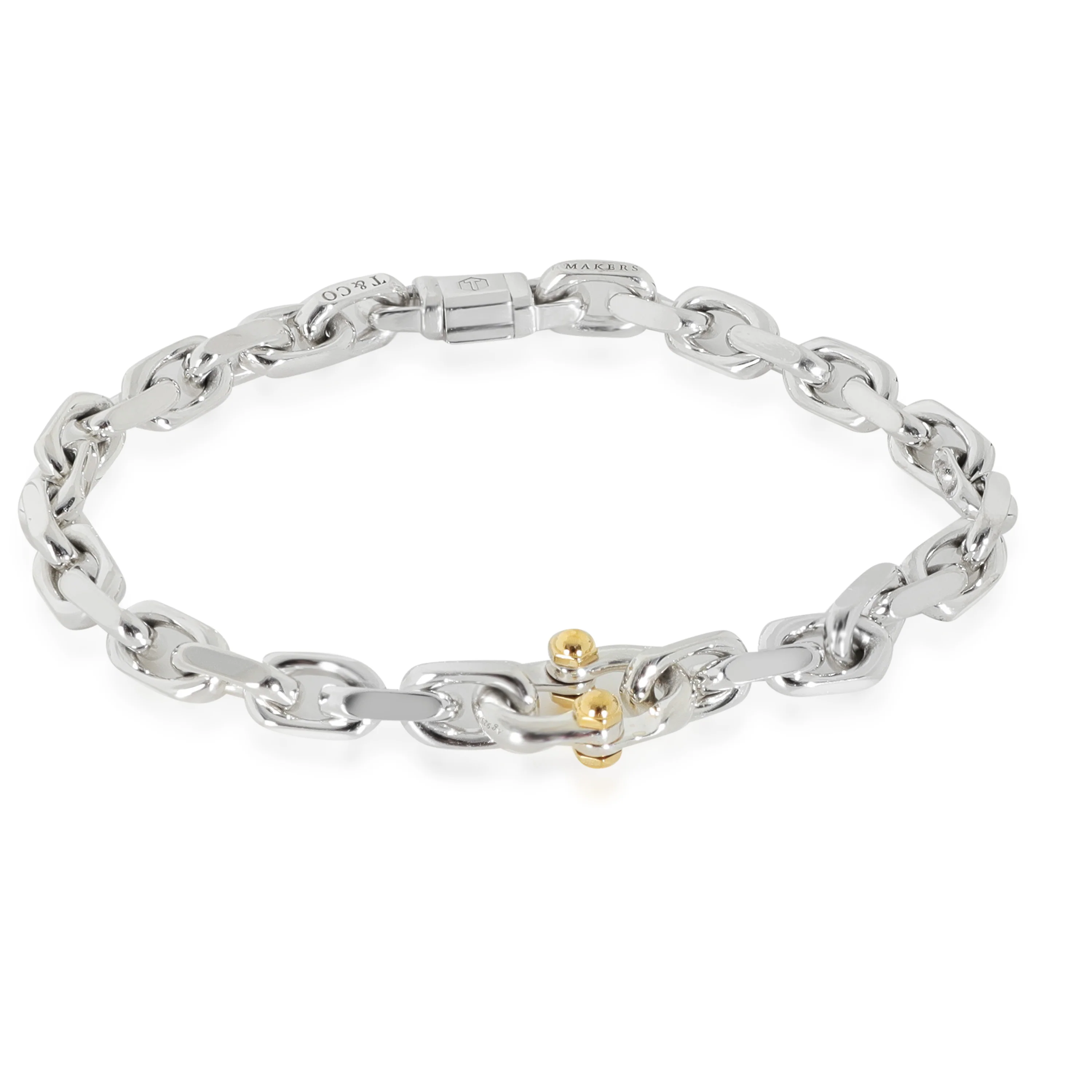 Yellow Gold & Sterling Silver  Makers Mark Bracelet