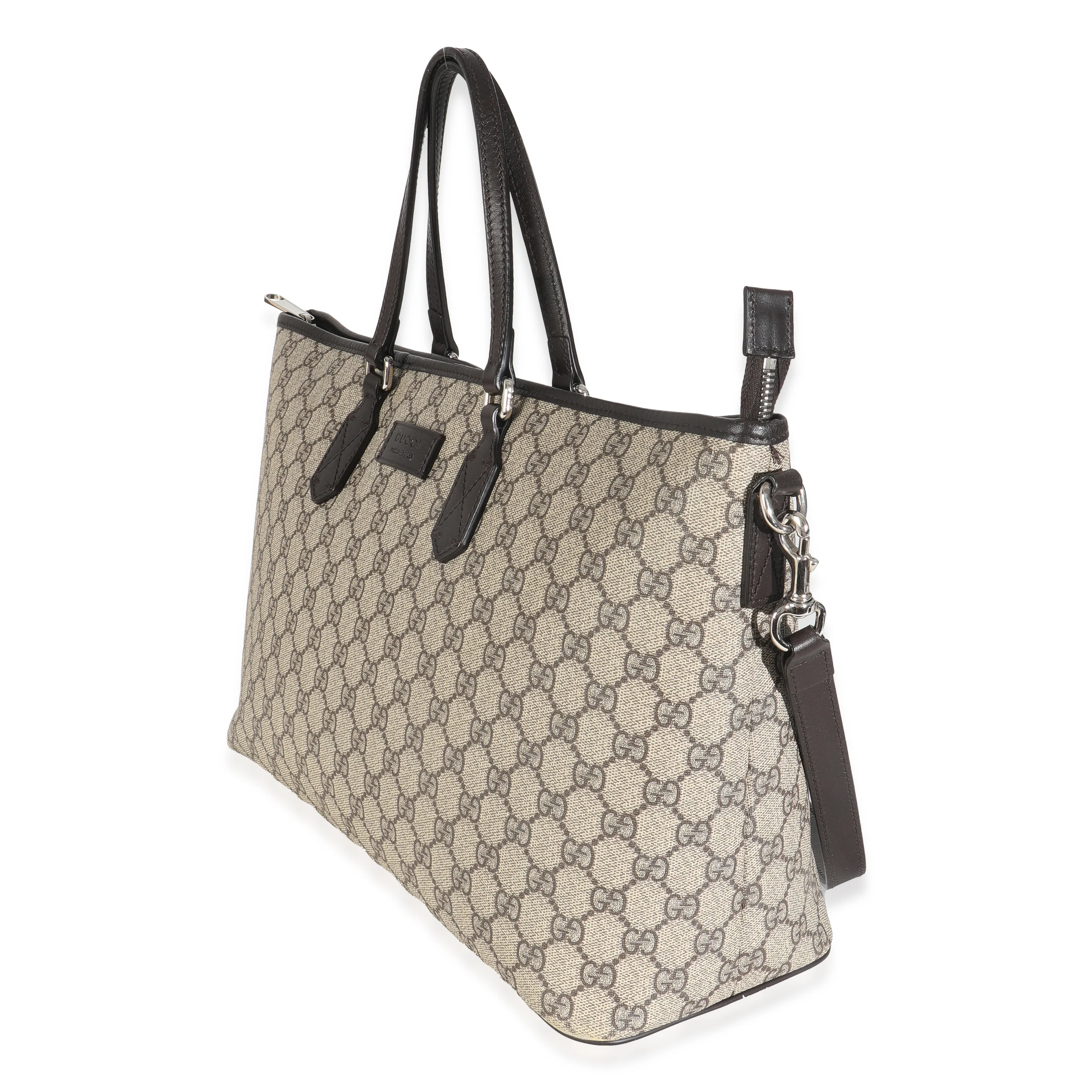 Beige GG Supreme Monogram Medium Zippered Tote - Image 2