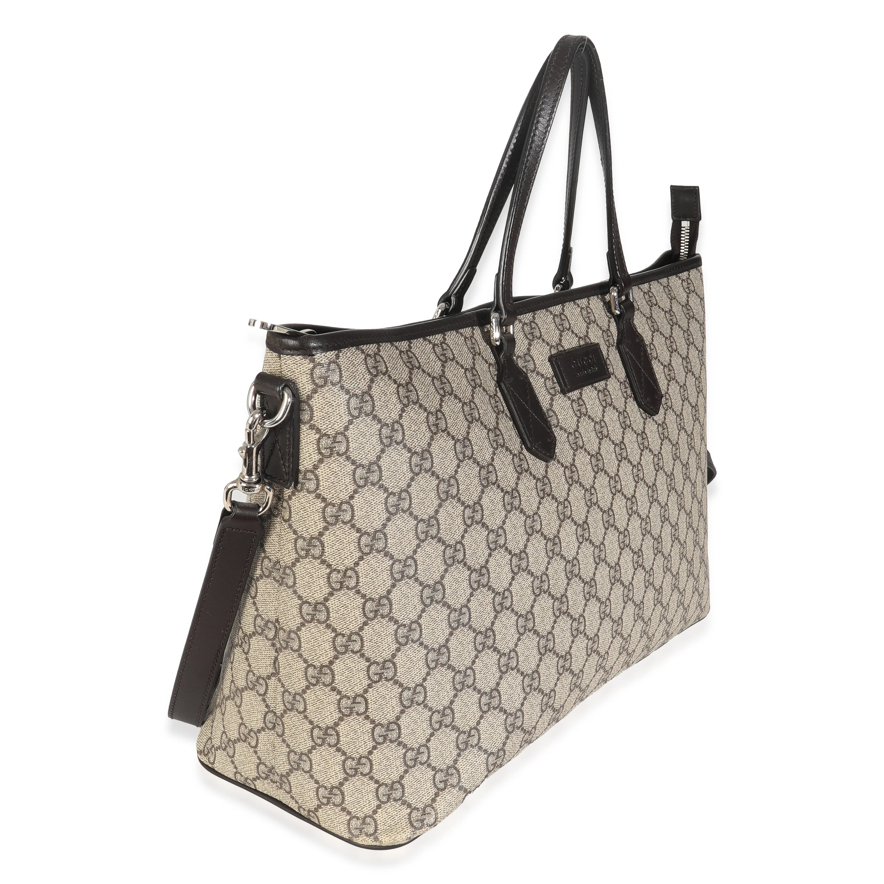 Beige GG Supreme Monogram Medium Zippered Tote - Image 3