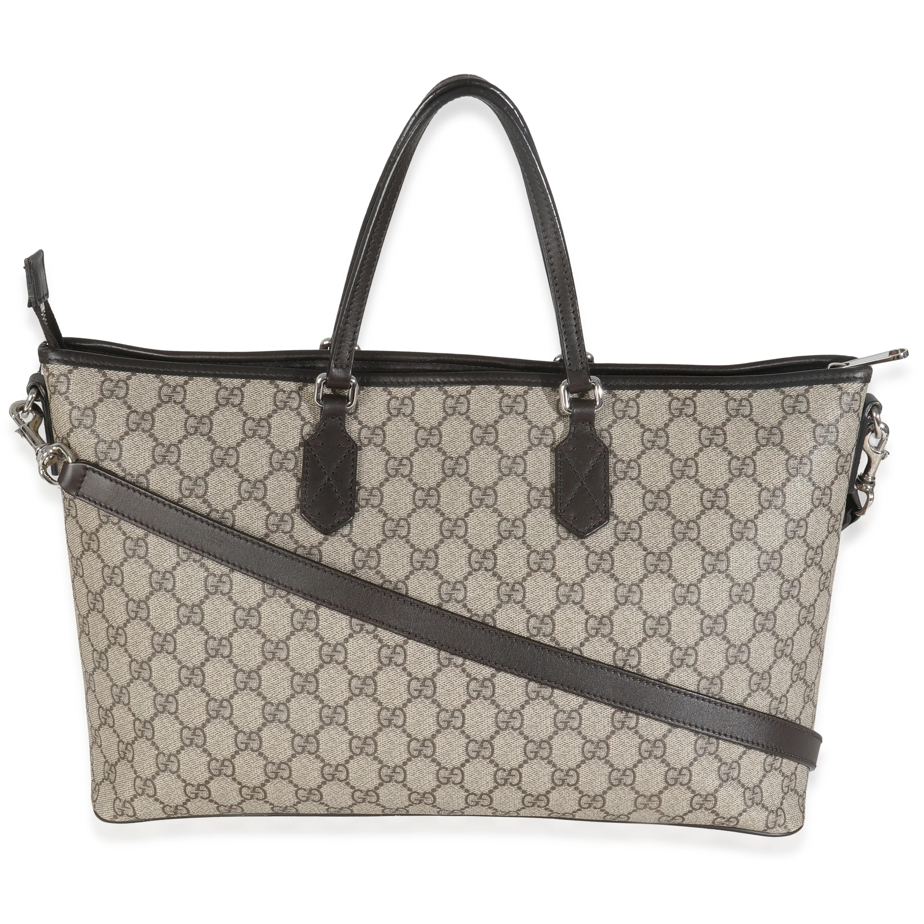 Beige GG Supreme Monogram Medium Zippered Tote - Image 4