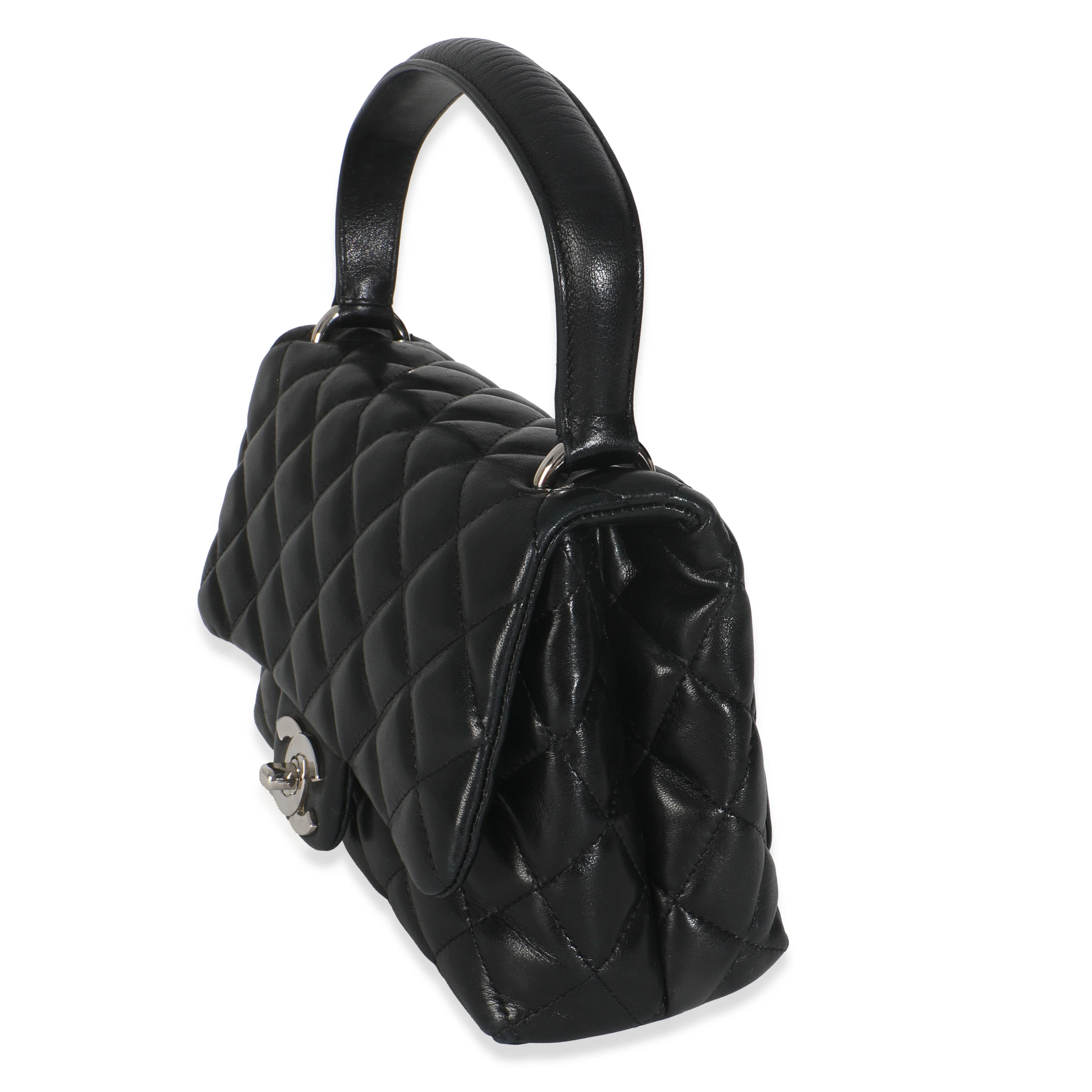 Vintage Black Quilted Lambskin Small Kelly Flap Bag - Image 2