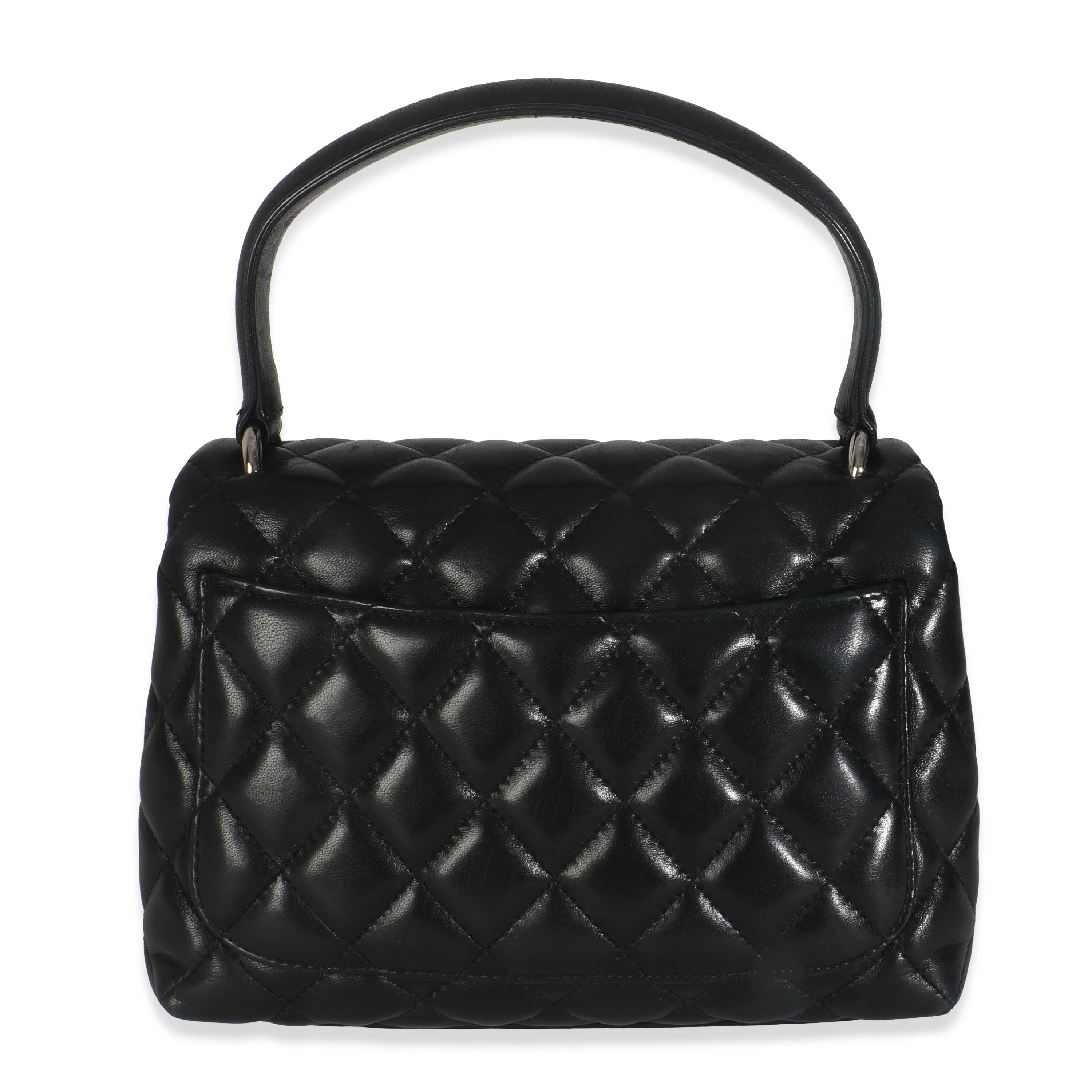 Vintage Black Quilted Lambskin Small Kelly Flap Bag - Image 4