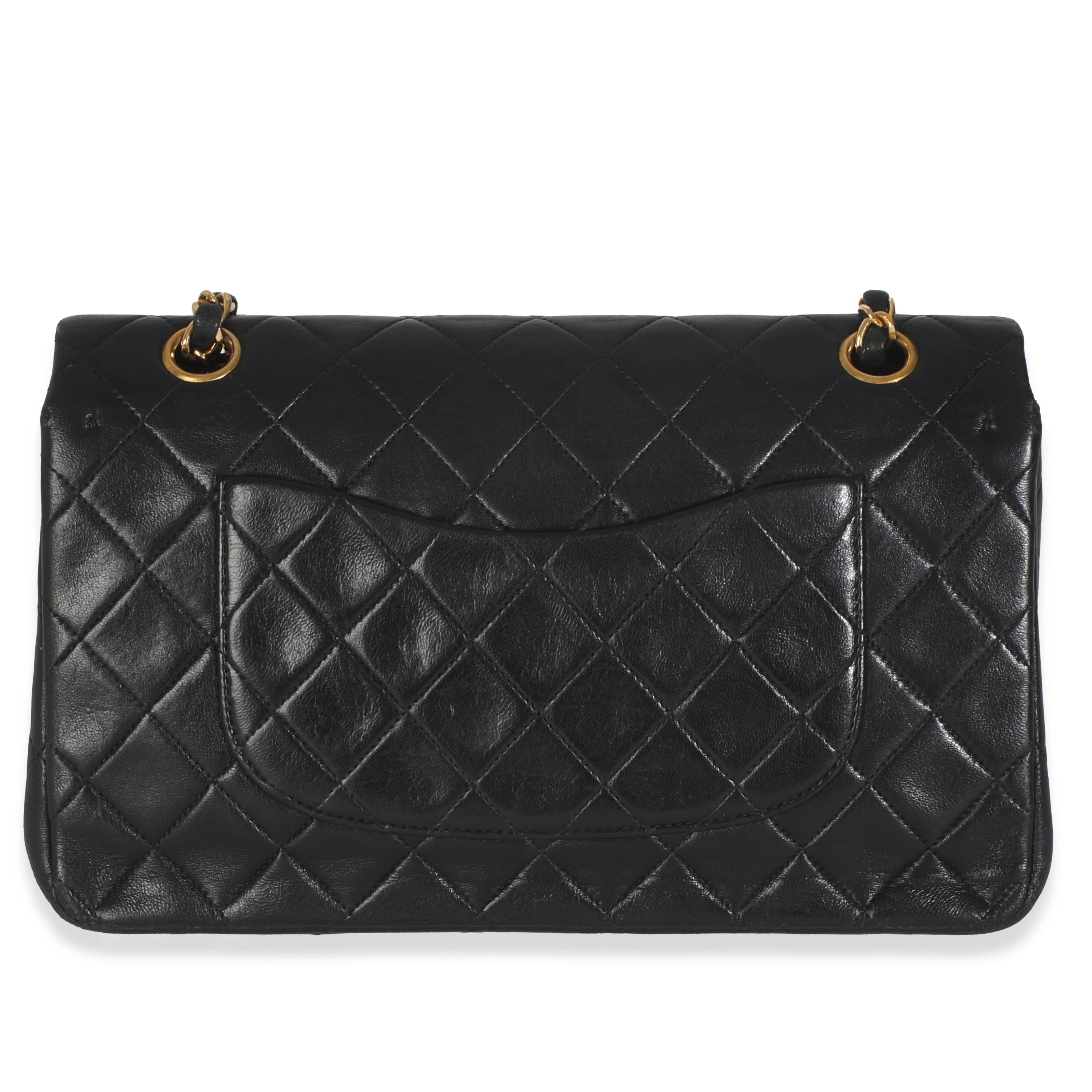 Vintage 24K Black Quilted Lambskin Medium Classic Double Flap Bag - Image 4