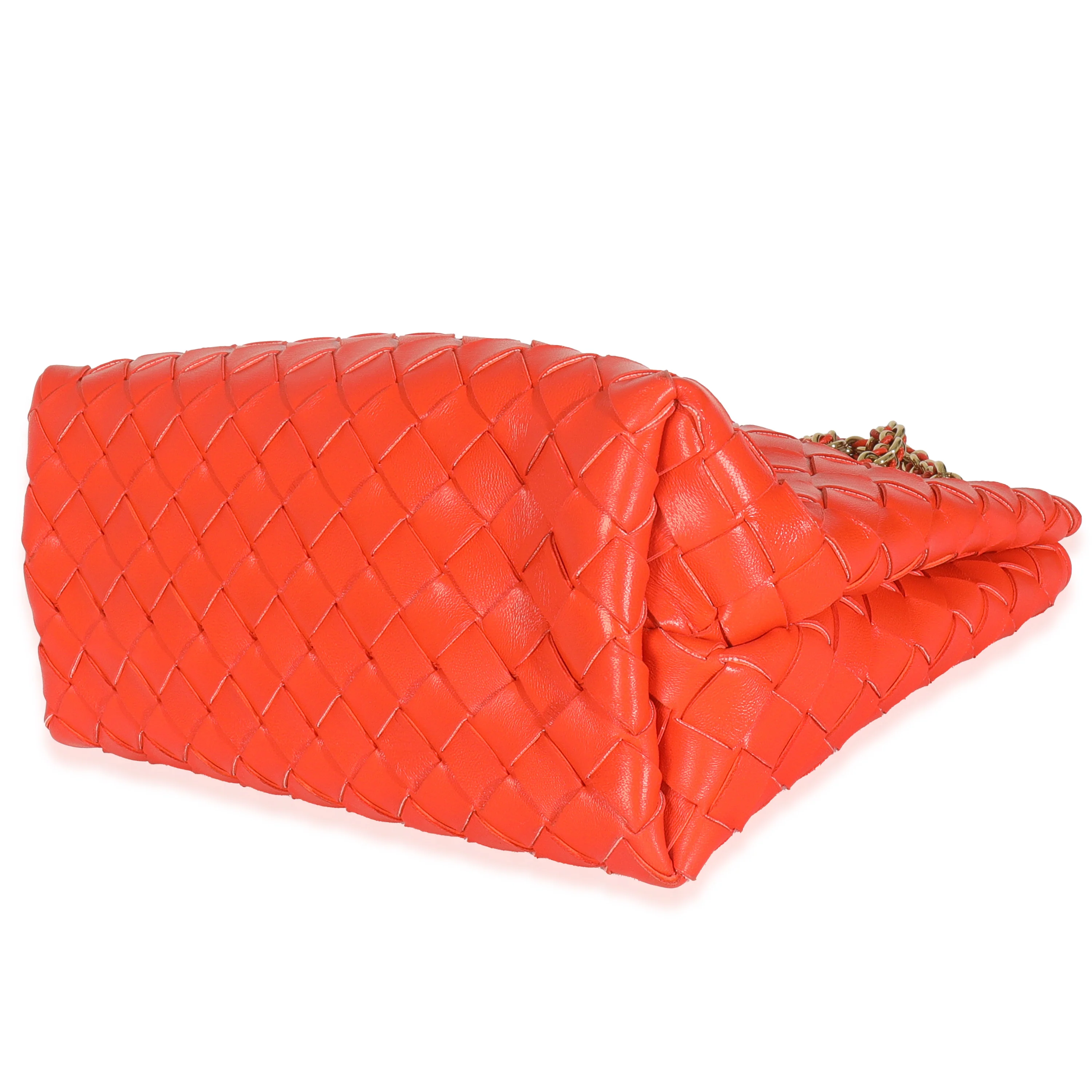 Orange Nappa Intrecciato Small Andiamo With Chain - Image 6