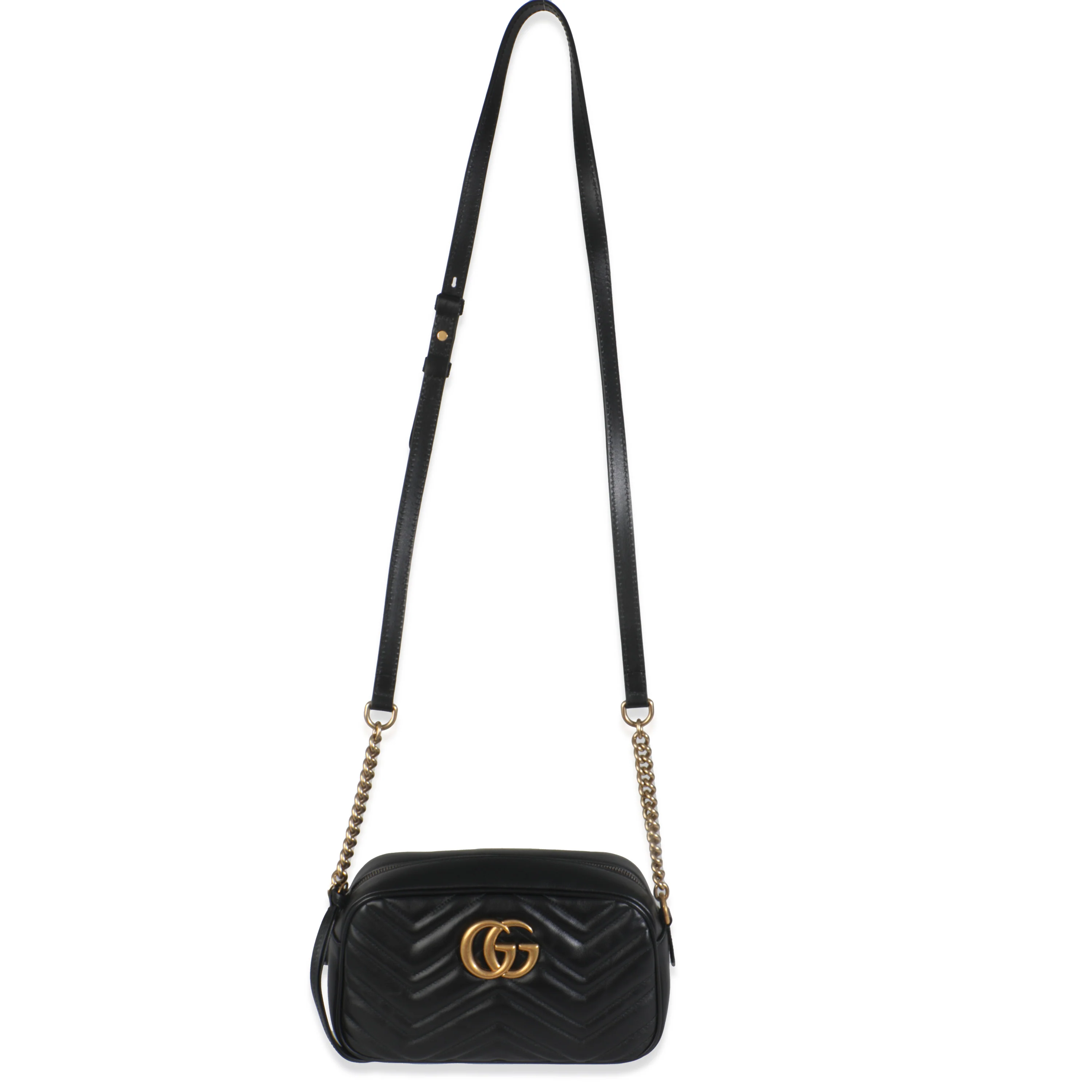 Black Matelasse Calfskin GG Marmont Camera Bag - Image 8
