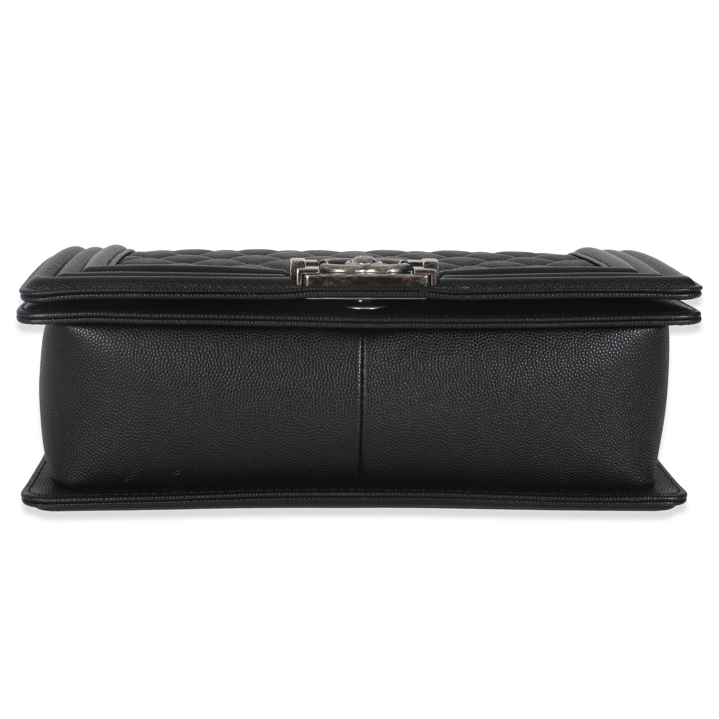 Black Quilted Caviar Medium Boy Handbag - Image 5