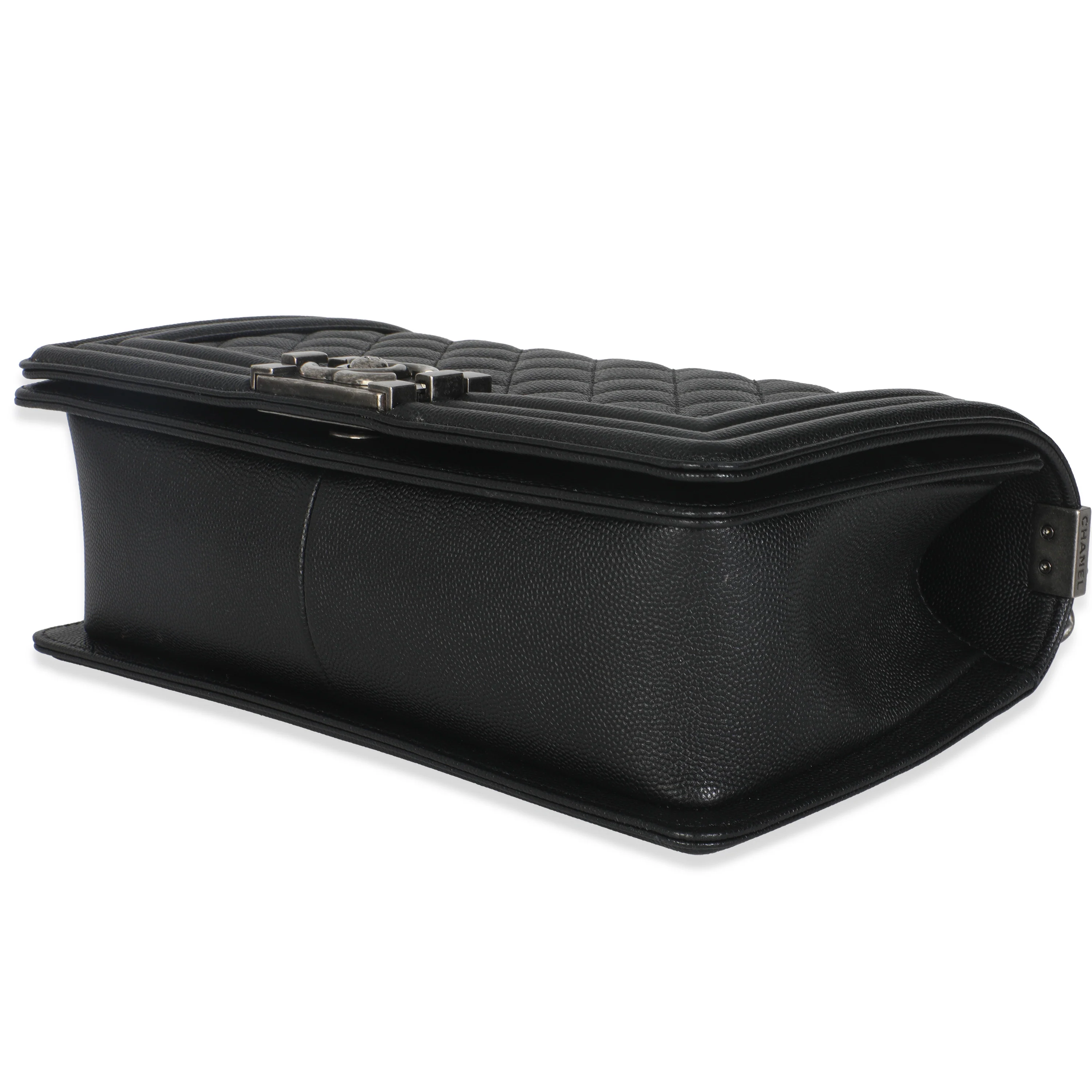 Black Quilted Caviar Medium Boy Handbag - Image 7