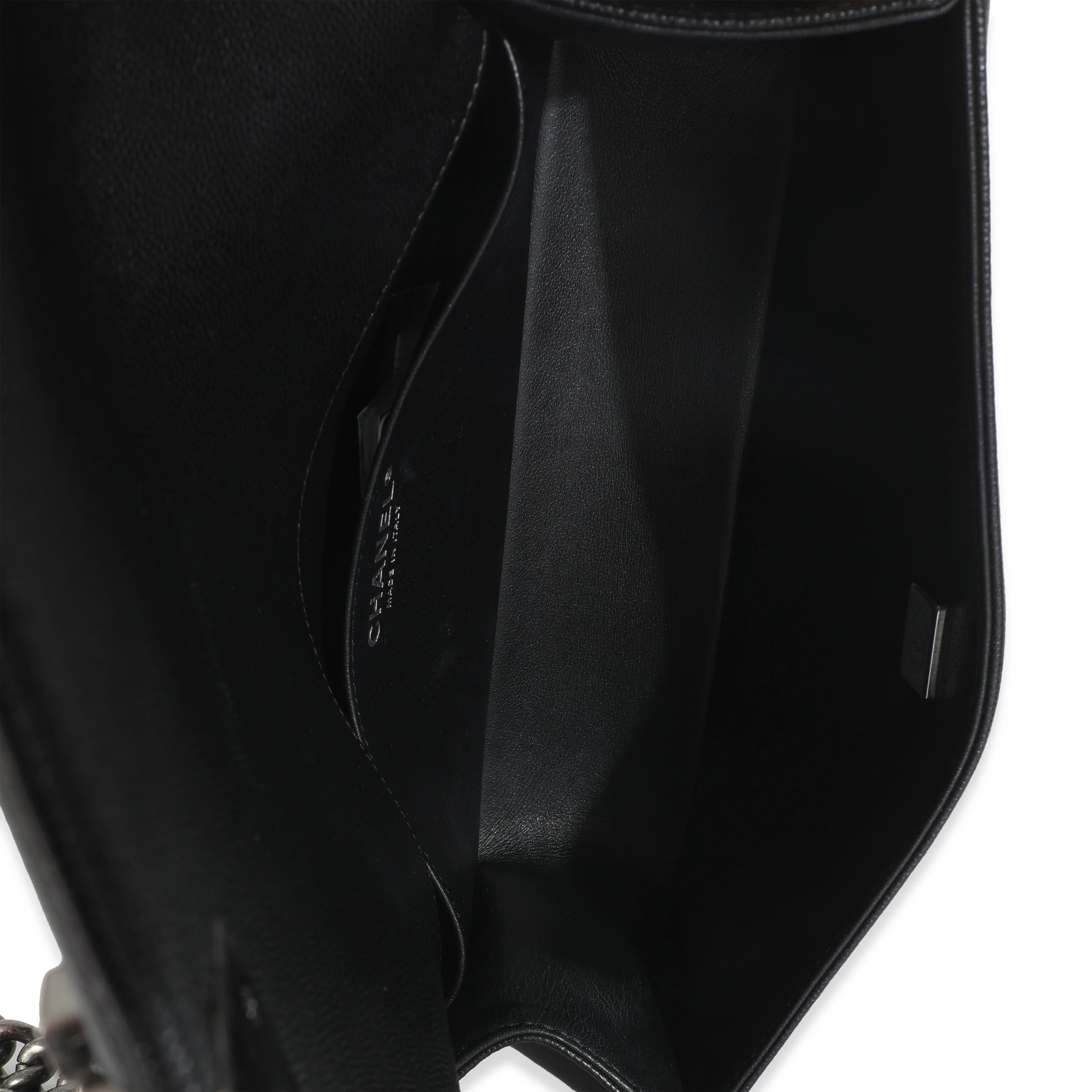 Black Quilted Caviar Medium Boy Handbag - Image 9