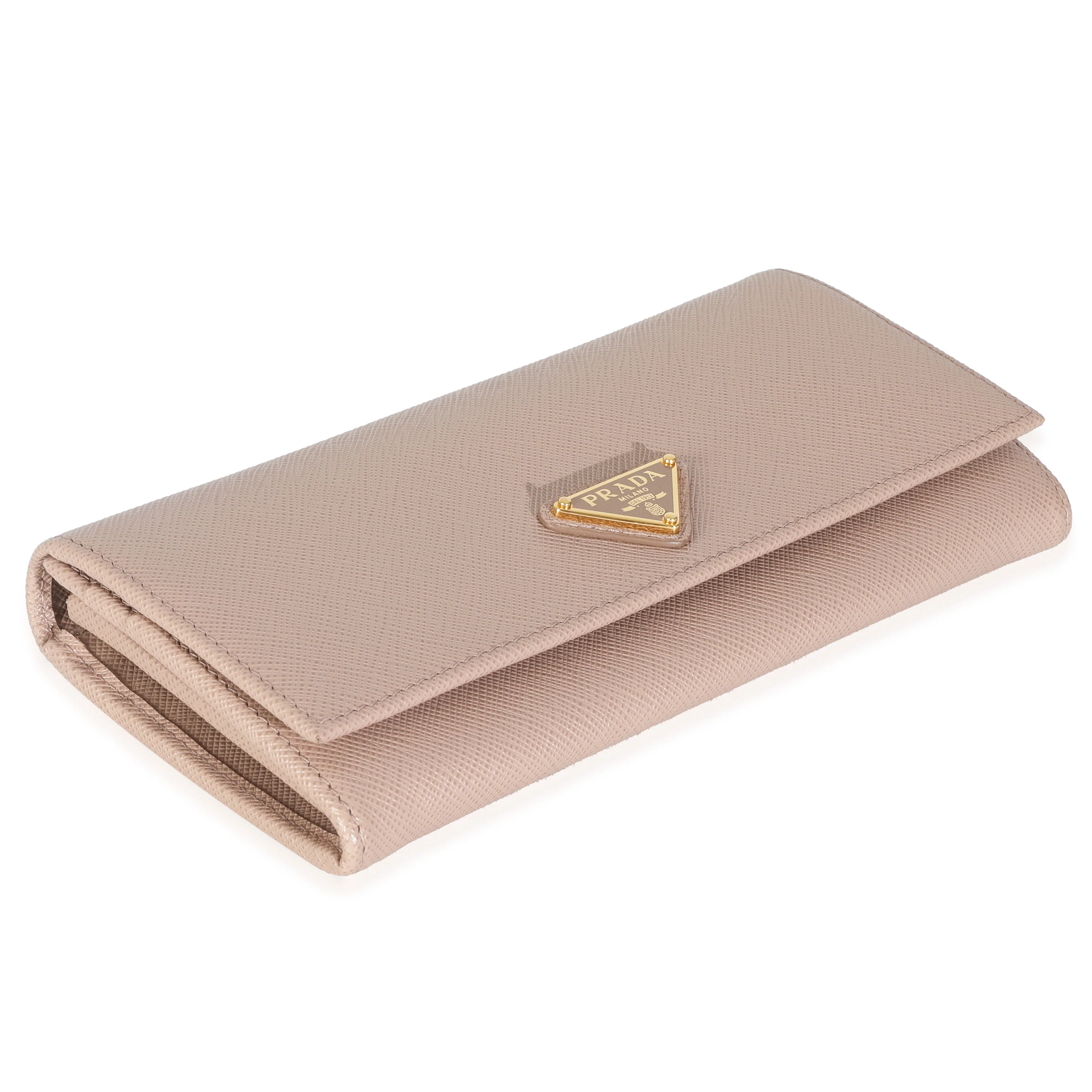 Powder Pink Saffiano Logo Long Flap Wallet - Image 6