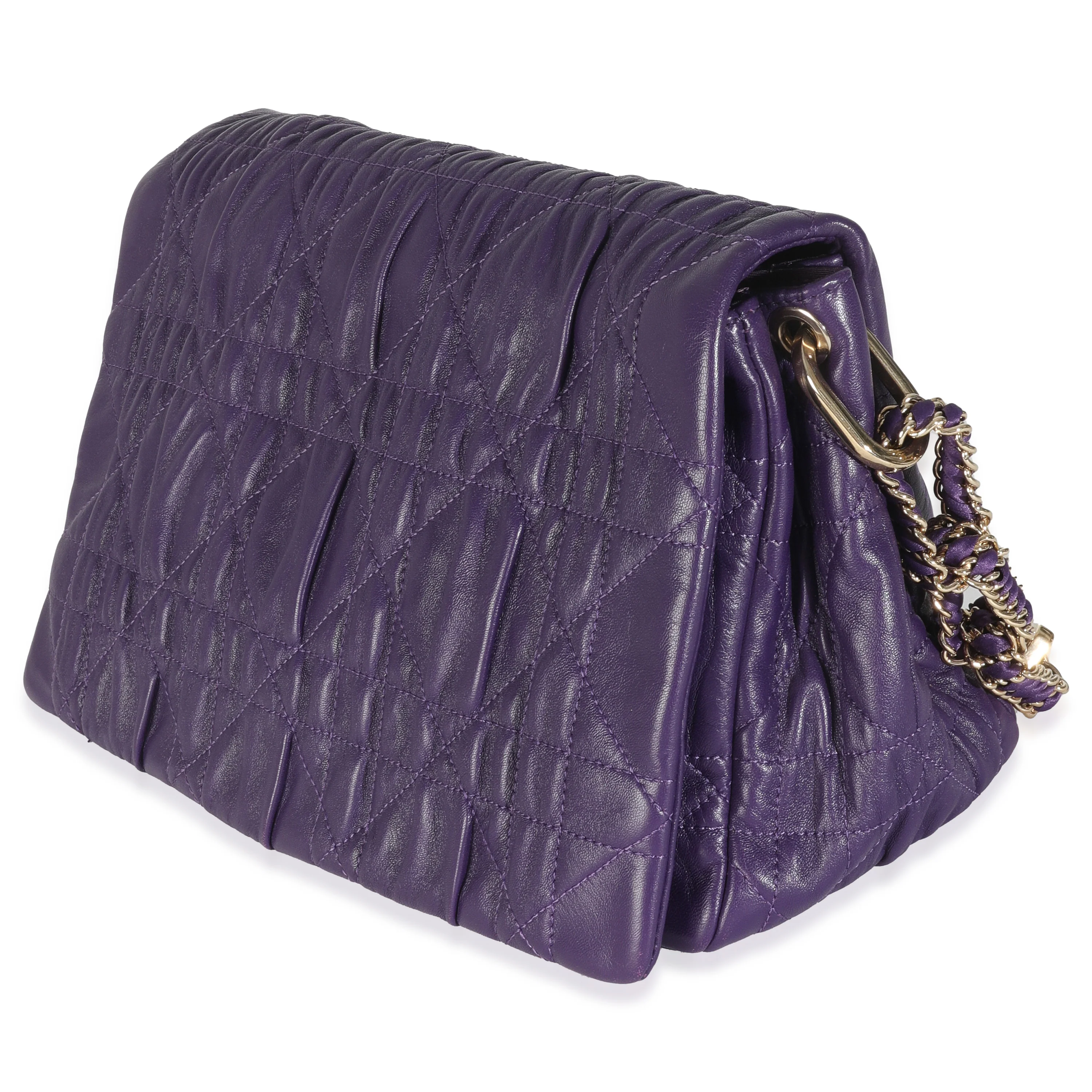 Purple Ruched Lambskin Delidior Flap Bag - Image 2