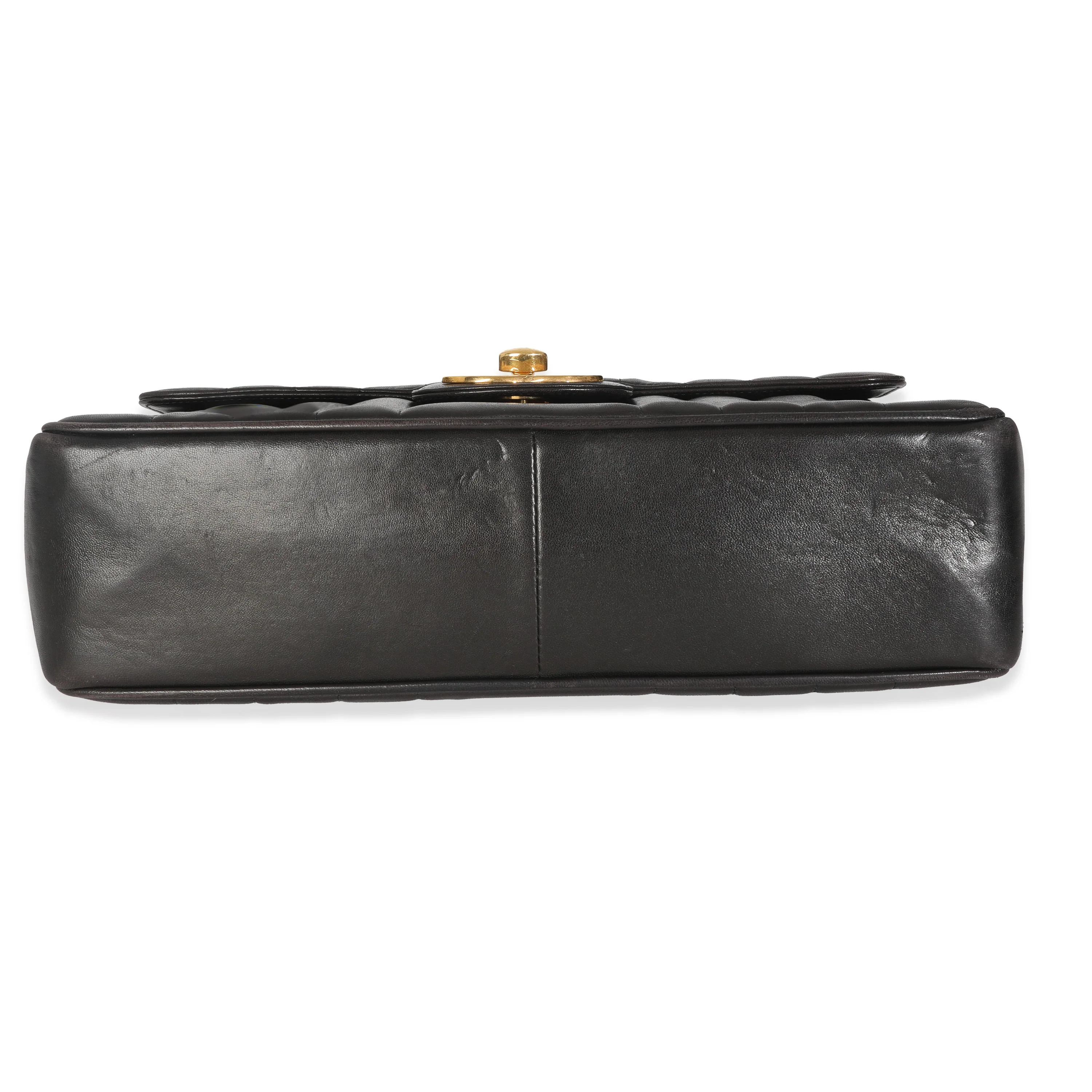 Vintage Black Lambskin Vertical Stitch Jumbo XL Flap Bag - Image 6