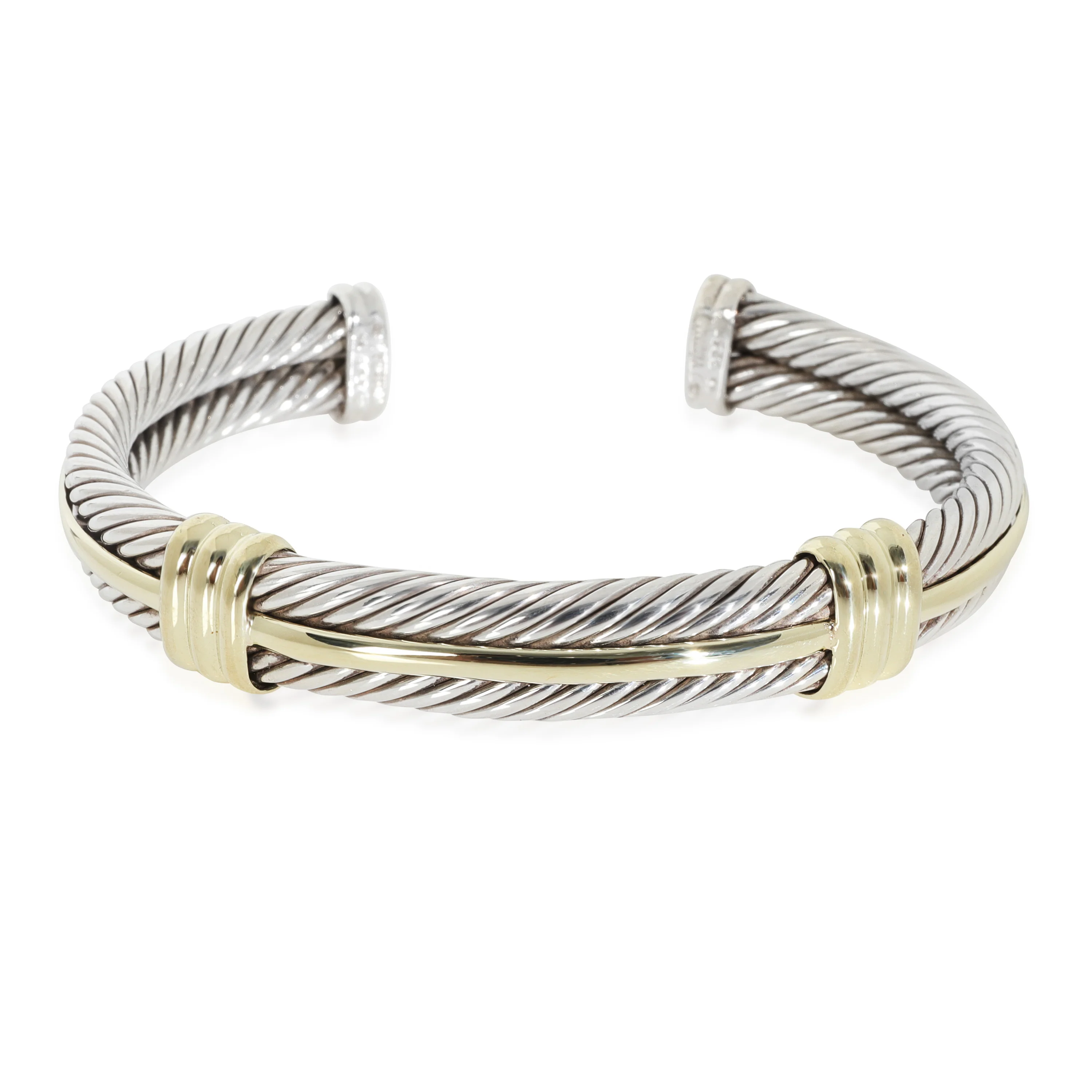 Yellow Gold & Sterling Silver  Vintage Double Cable Bracelet