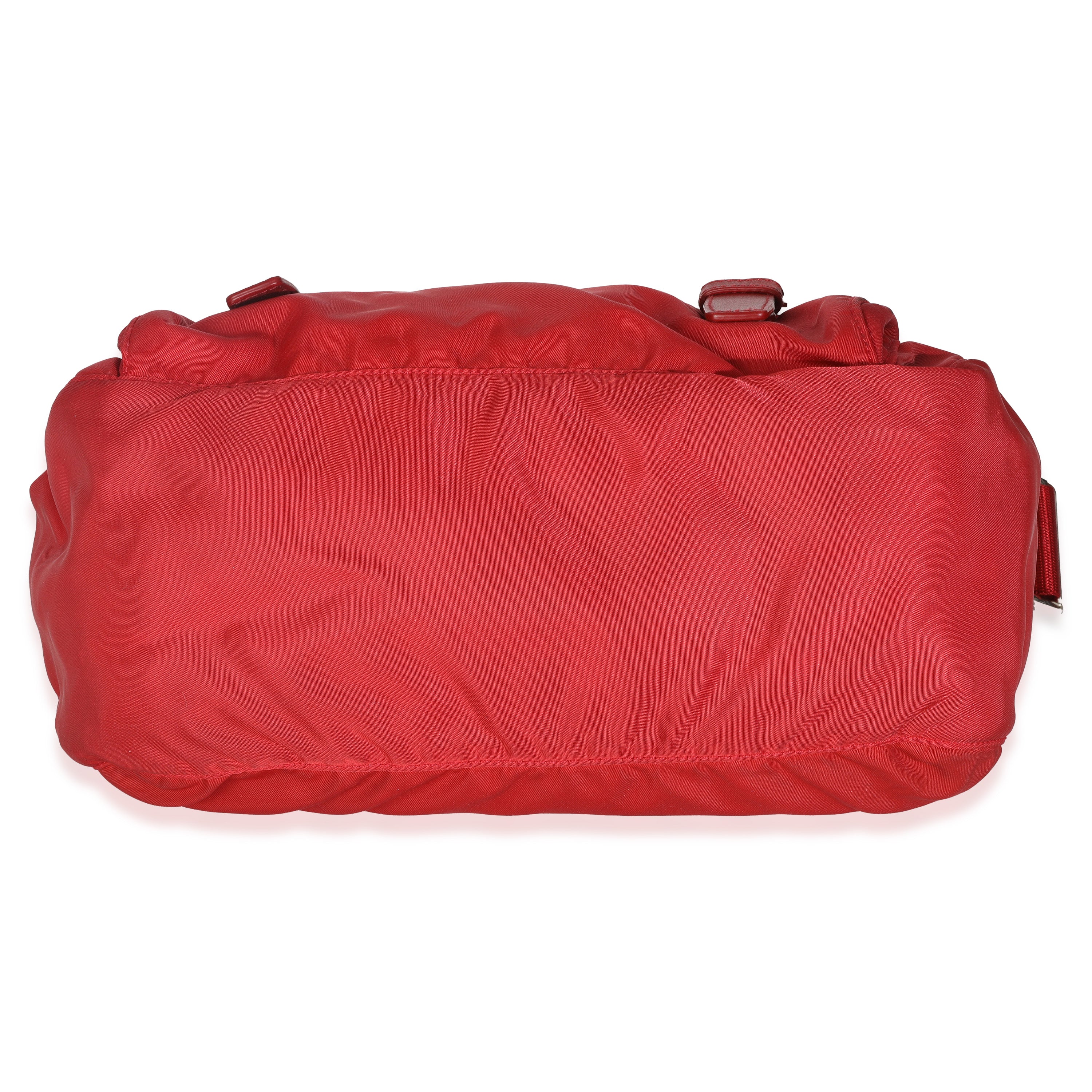 Red Tessuto Nylon Saffiano Small Buckle Messenger Bag - Image 5