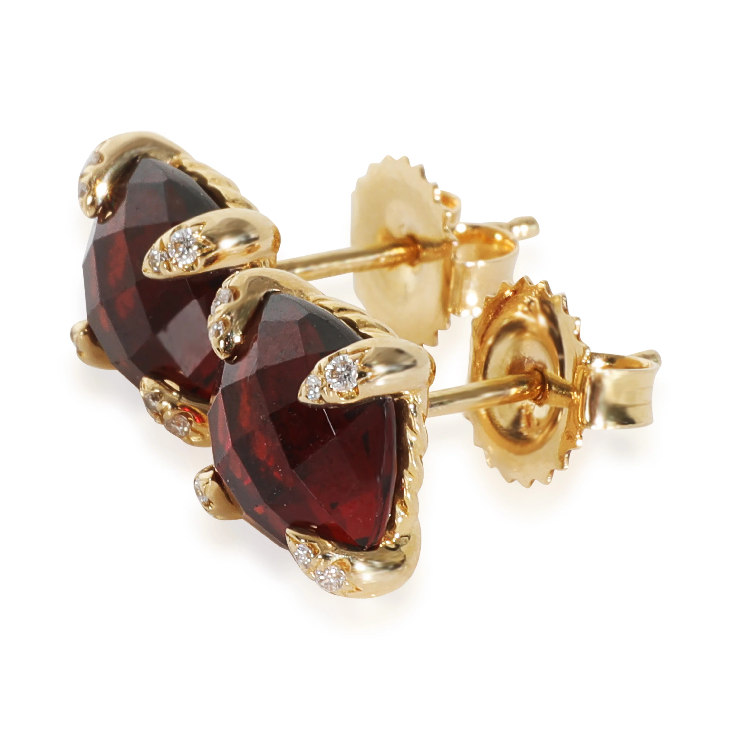 Yellow Gold Garnet and Diamond Chatelaine Earrings - Image 2