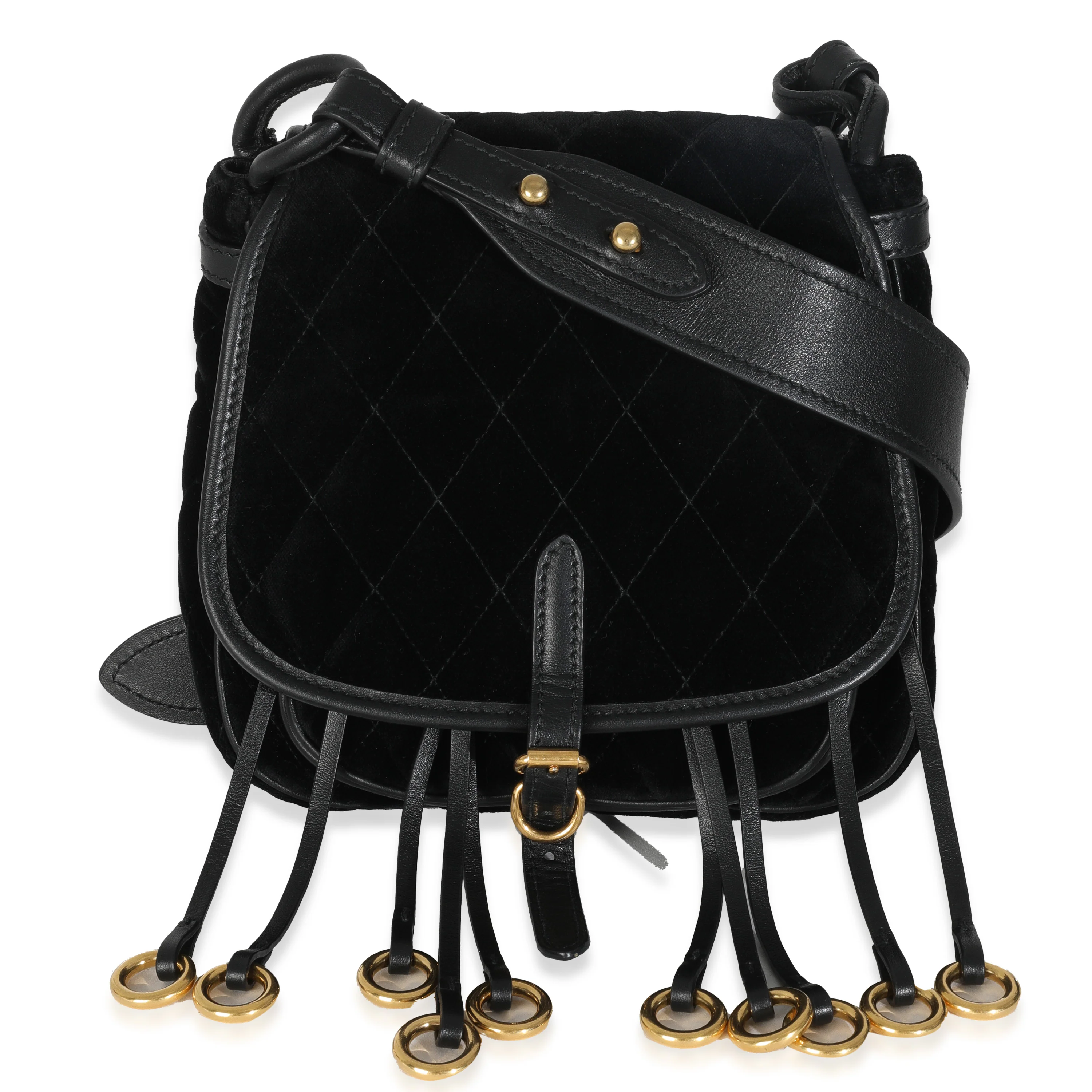 Black Quilted Velvet Velluto Impuntu Corsaire Crossbody
