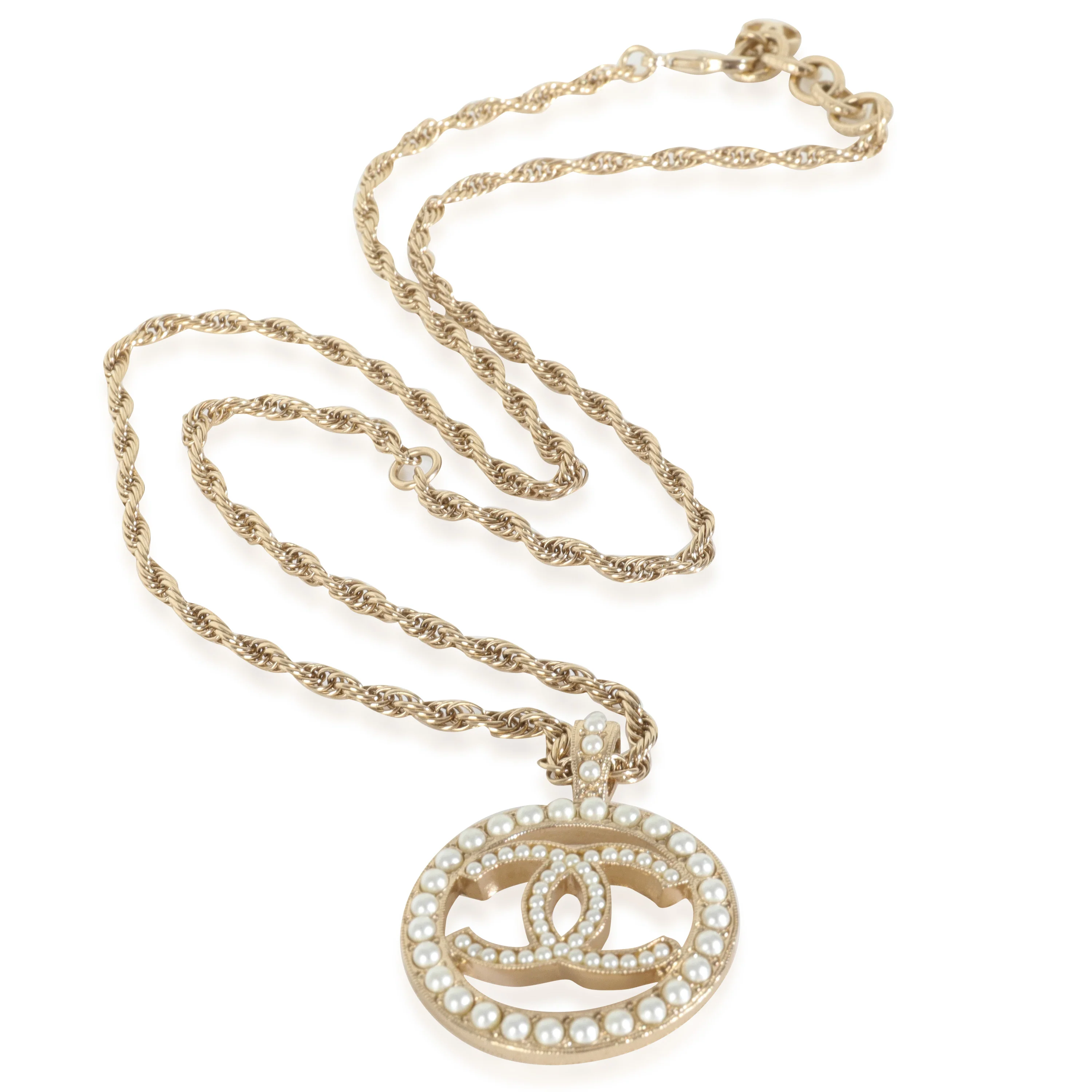 Gold-Plated  2022 Faux Pearl CC Pendant - Image 2