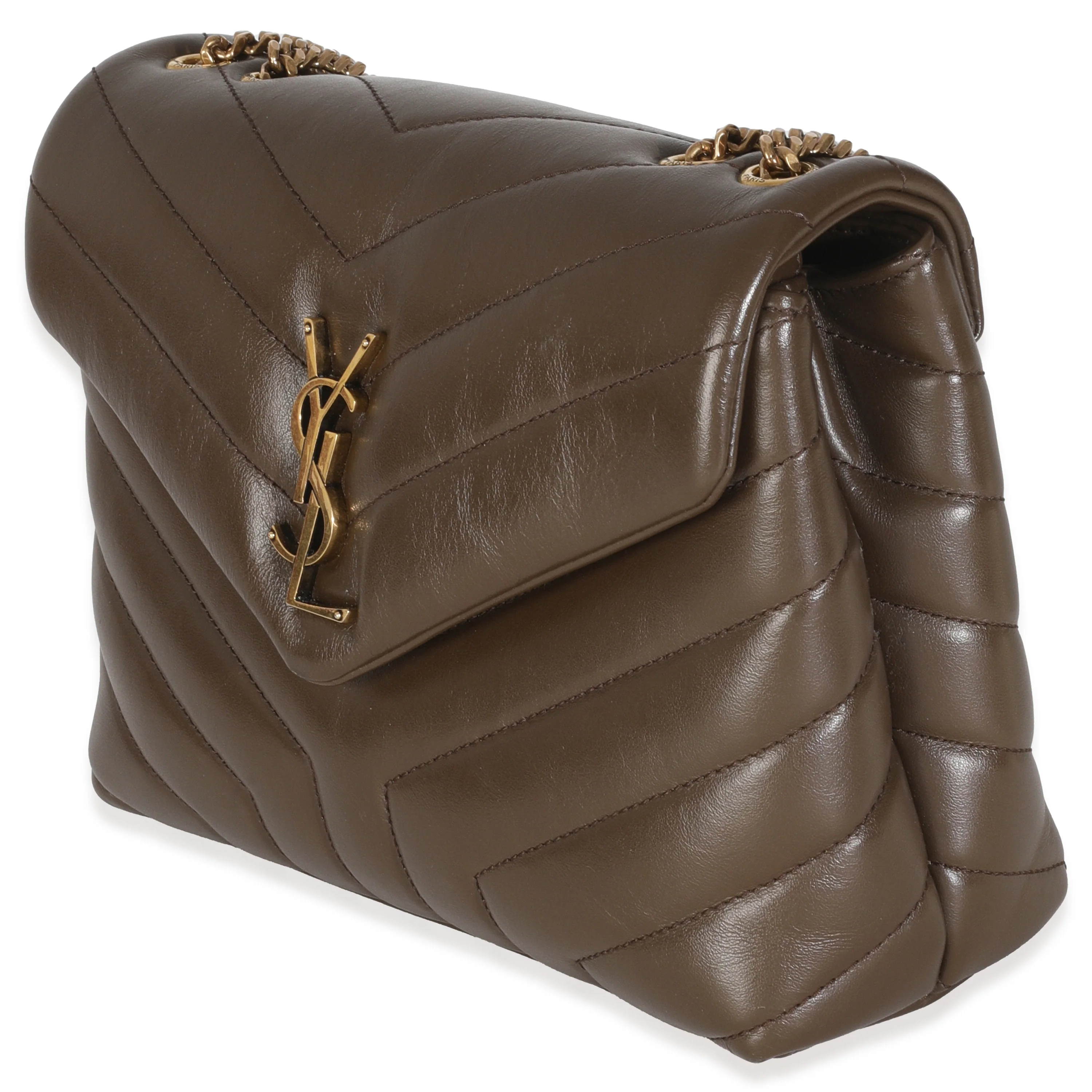 Dark Beige Calfskin Y Quilted Monogram Small Loulou Chain Satchel - Image 2