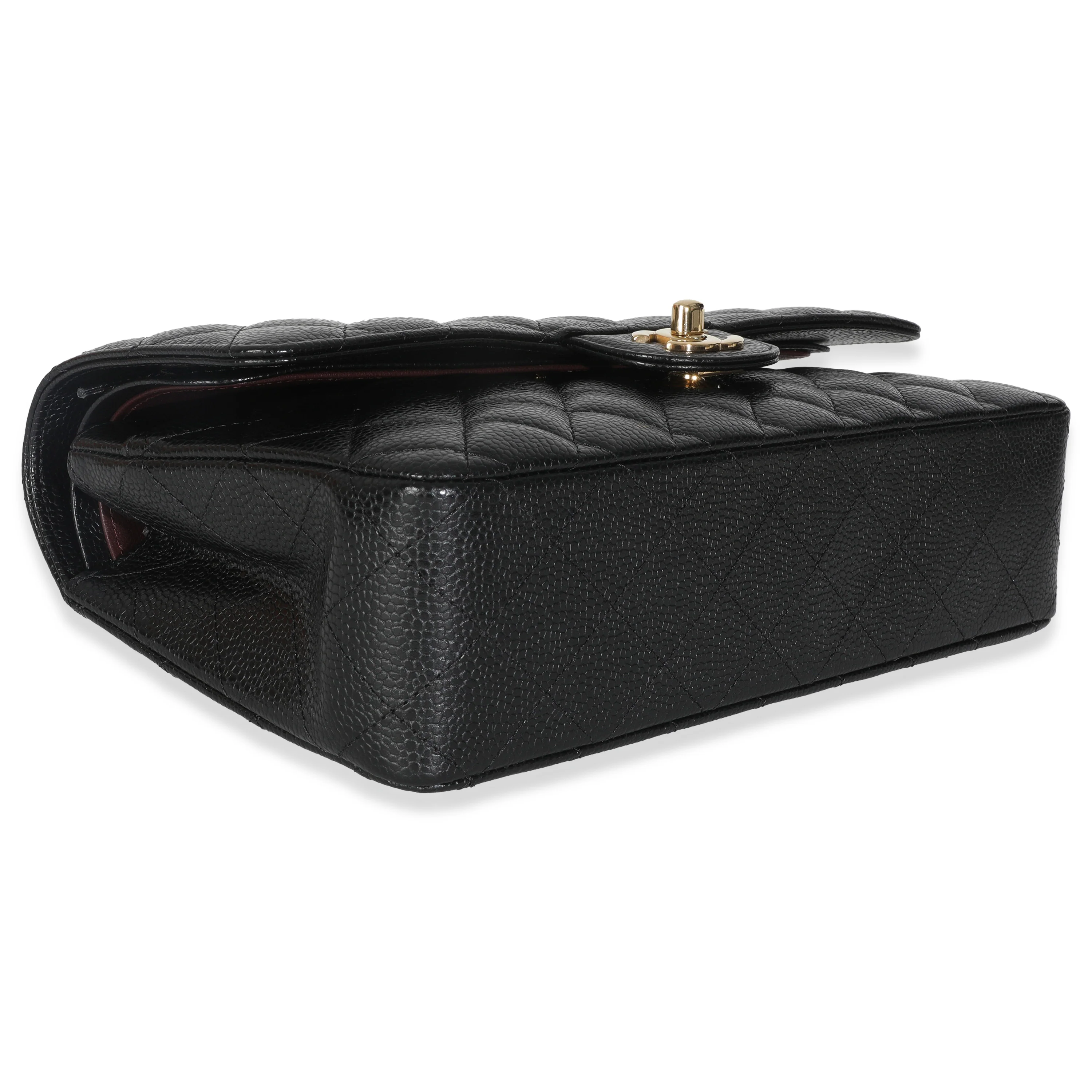 Black Quilted Caviar Medium Classic Double Flap Handbag - Image 6