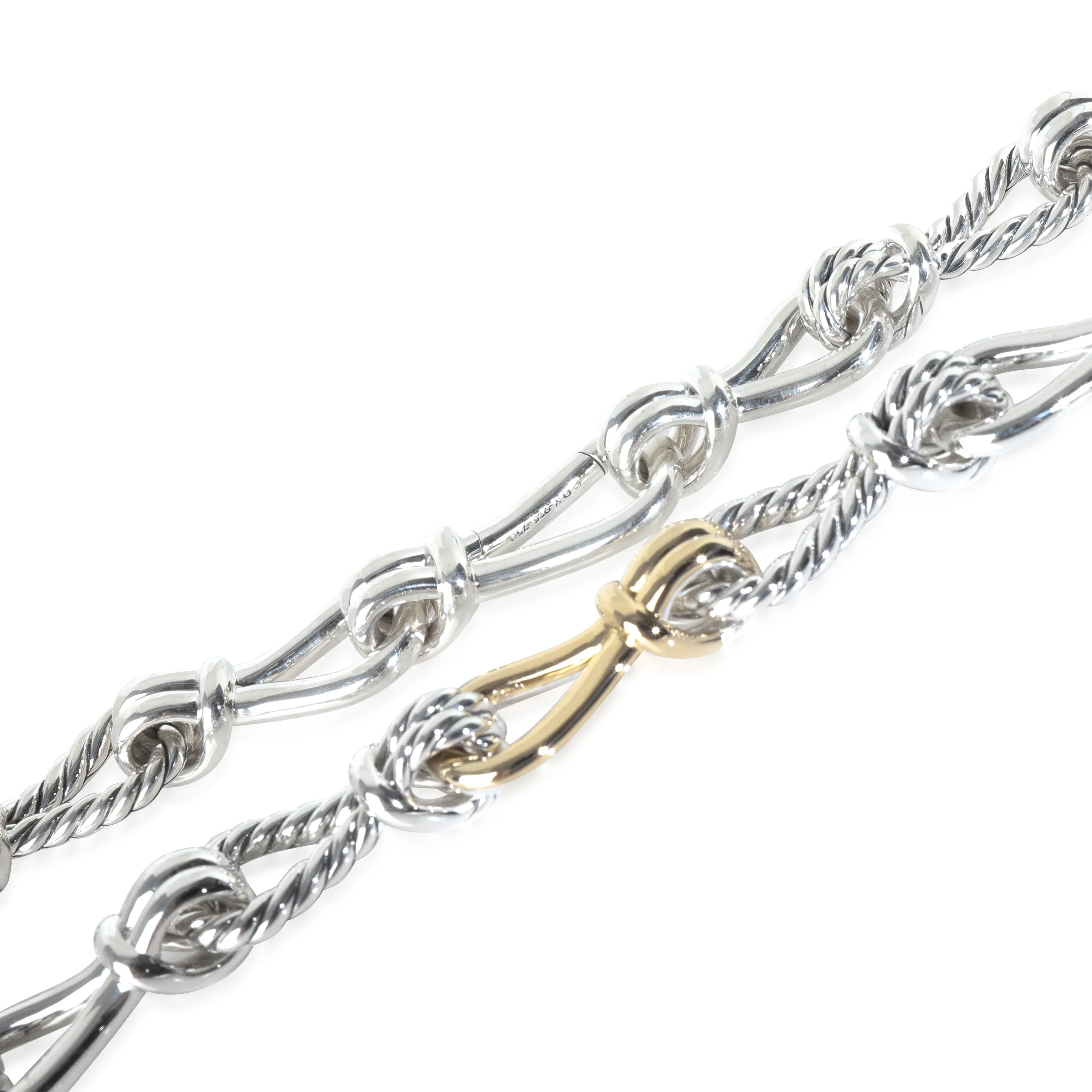 Yellow Gold & Sterling Silver  Thoroughbred Loop Linked Chain Neckl - Image 3