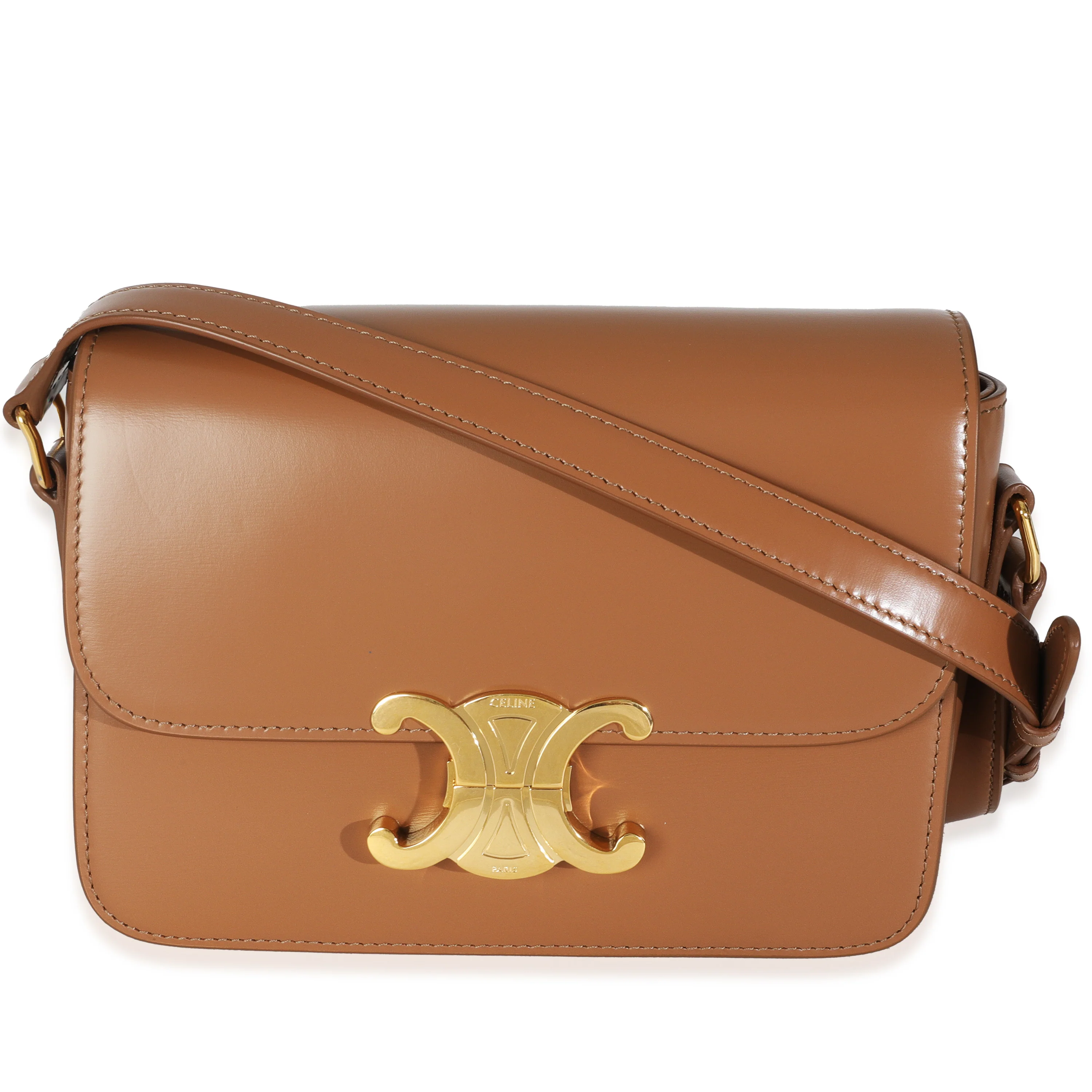 Tan Shiny Calfskin Teen Triomphe Bag