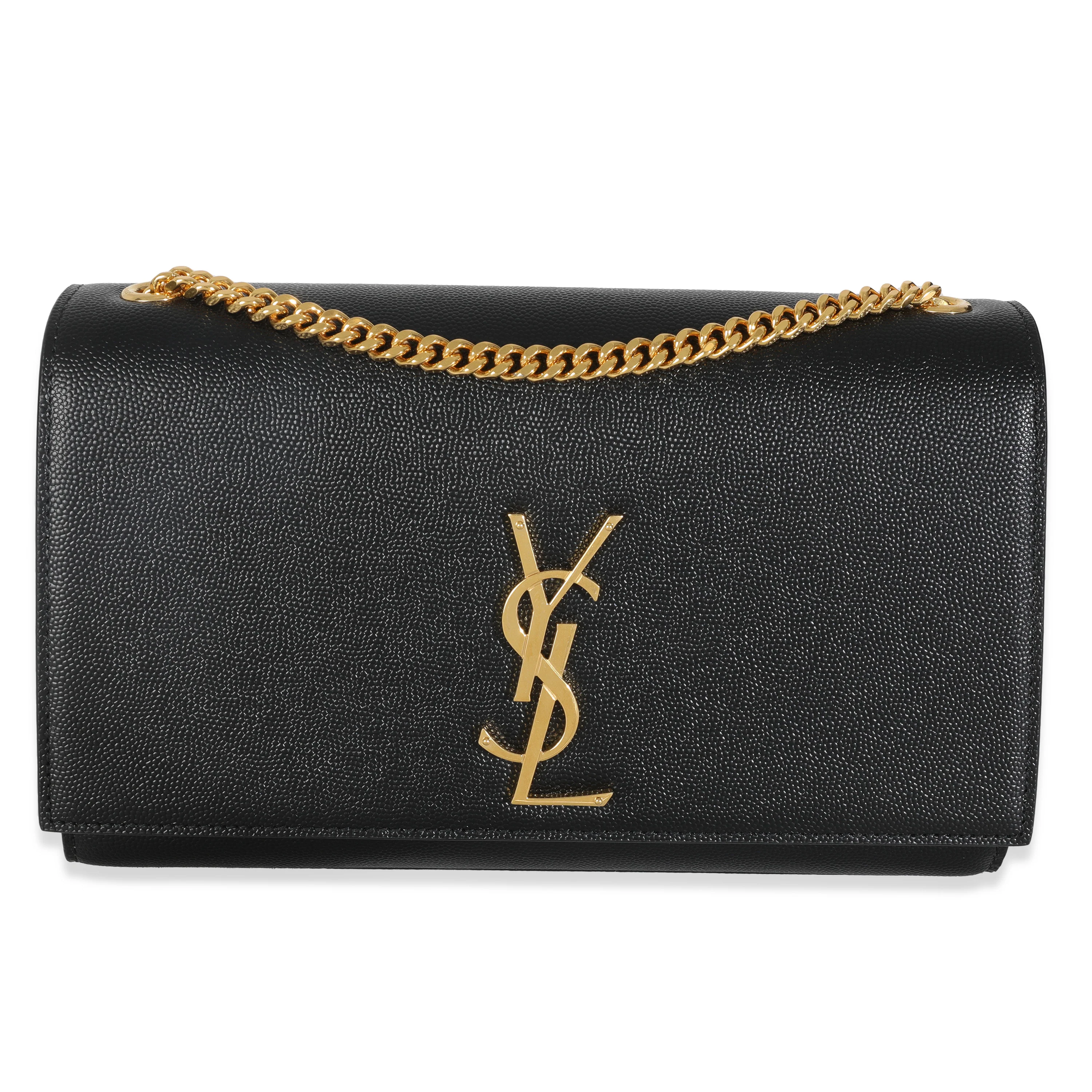 Black Grain De Poudre Medium Kate Chain Bag