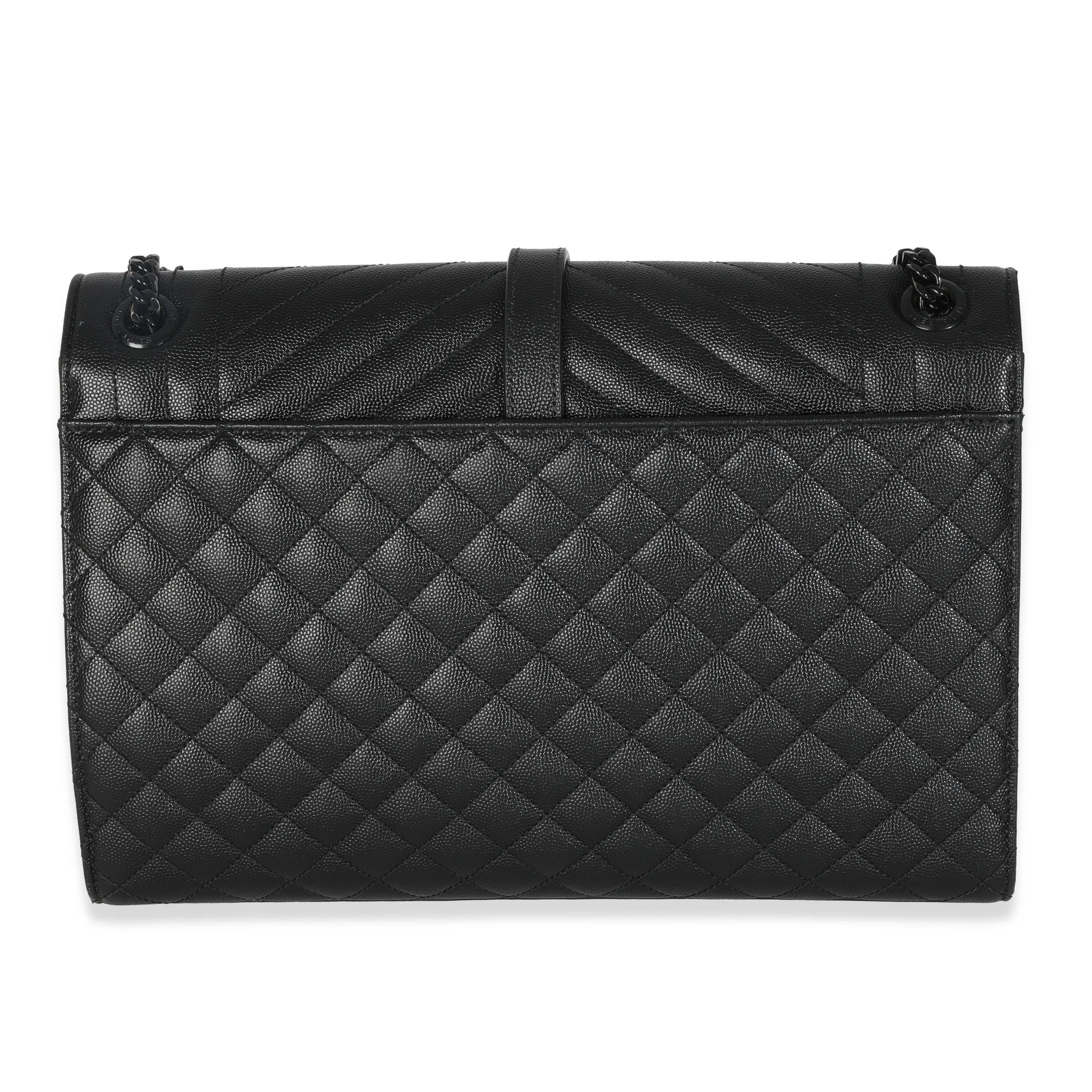 Black Grain De Poudre Monogram Quilted Large Envelope Satchel - Image 3