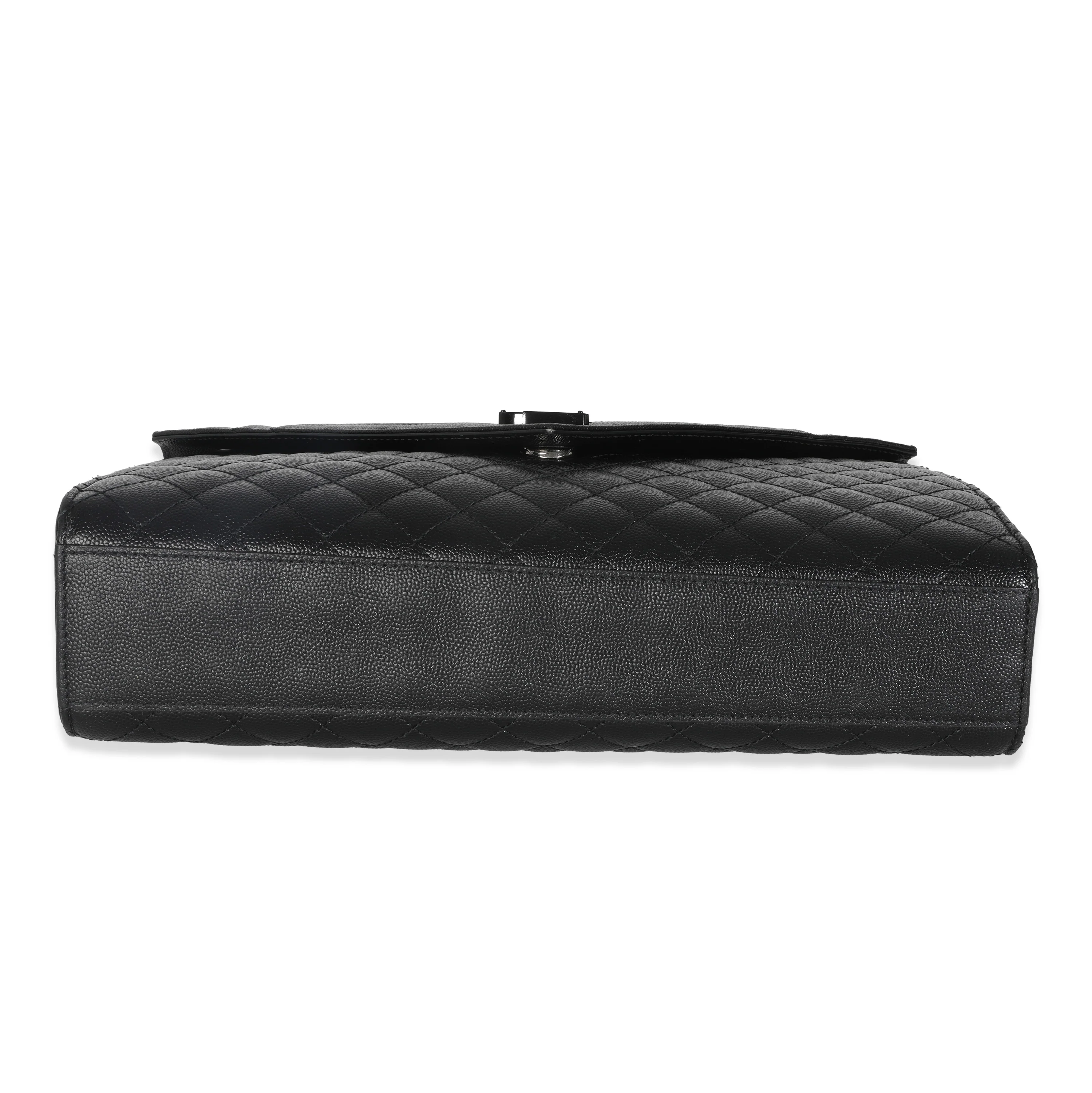 Black Grain De Poudre Monogram Quilted Large Envelope Satchel - Image 4
