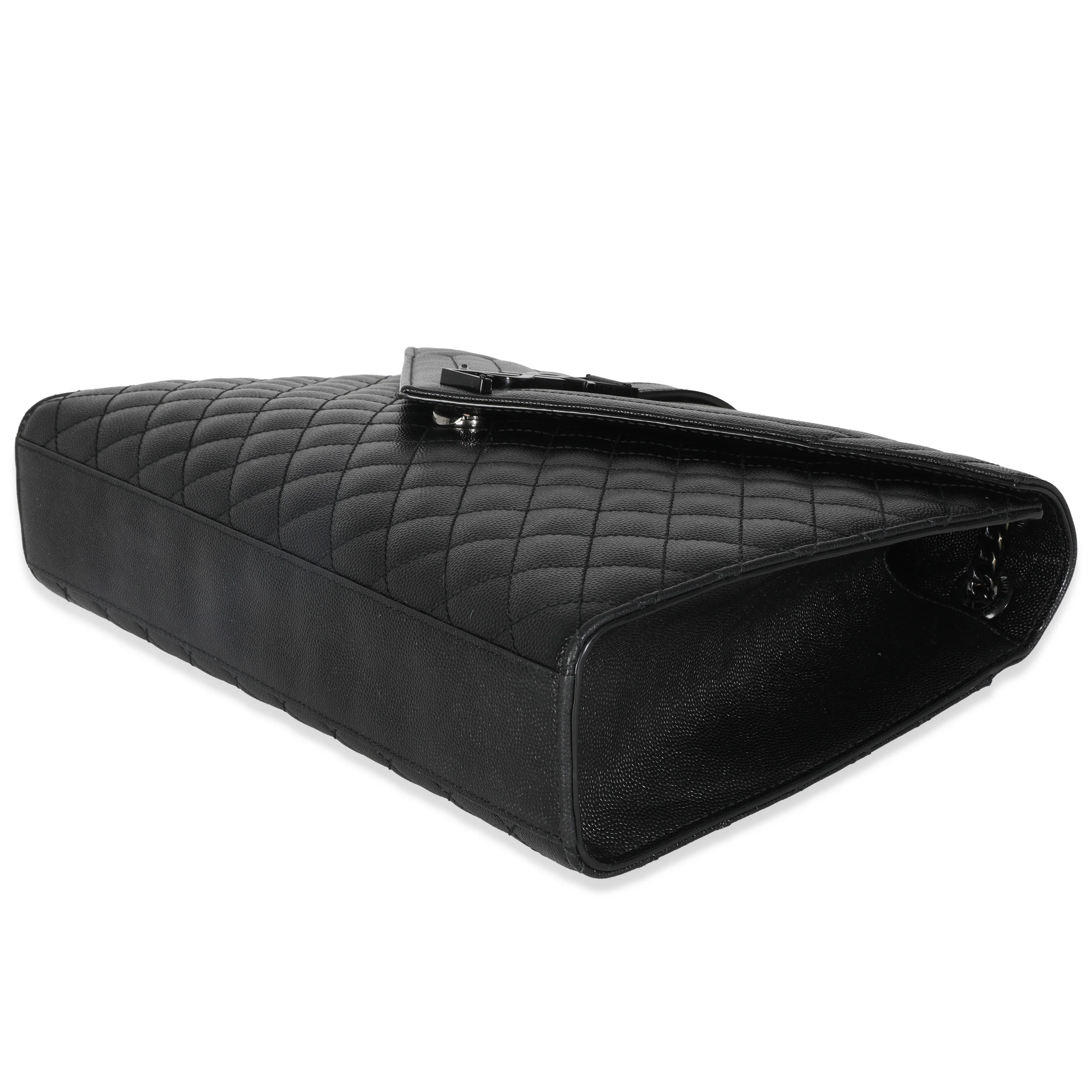 Black Grain De Poudre Monogram Quilted Large Envelope Satchel - Image 6