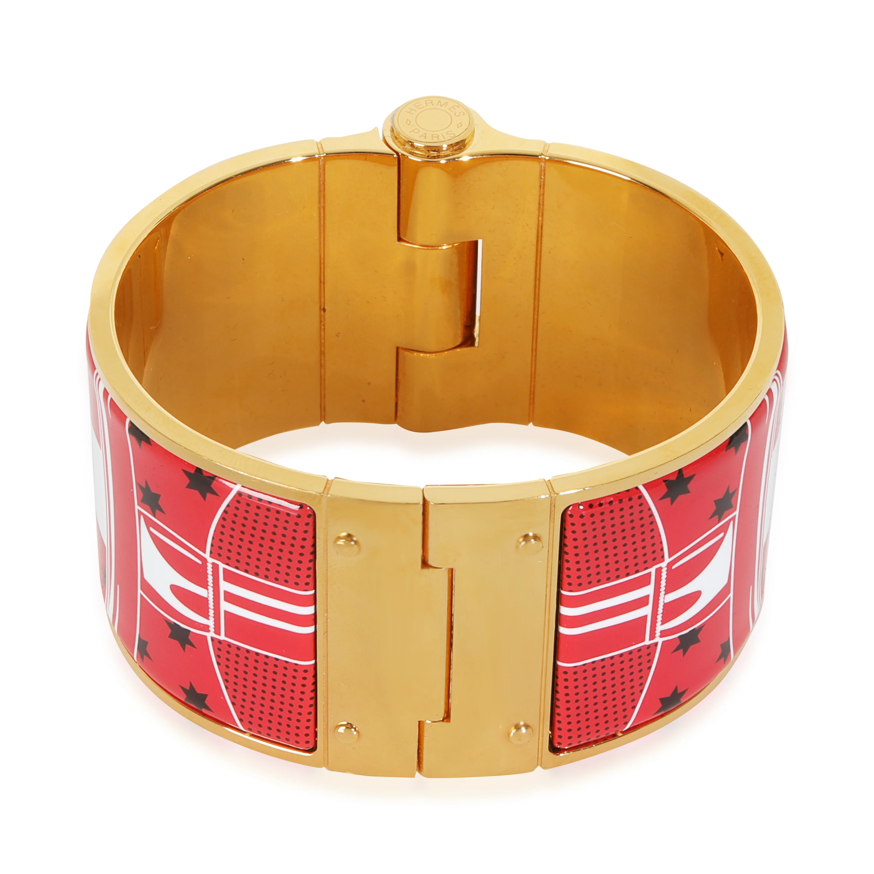 Gold-Plated Eperon dor Bandana Enamel Hinged Bracelet - Image 4