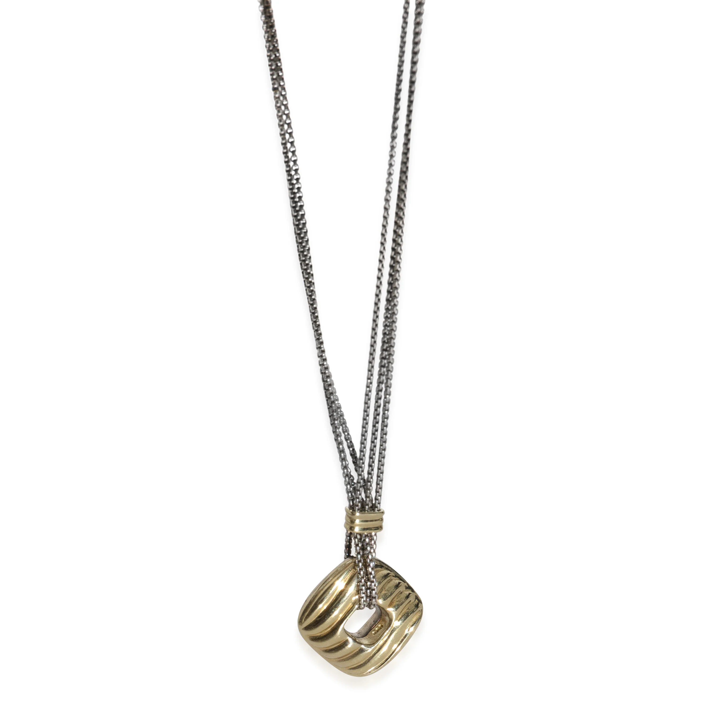 Yellow Gold & Sterling Silver  Sculpted Cable Necklace
