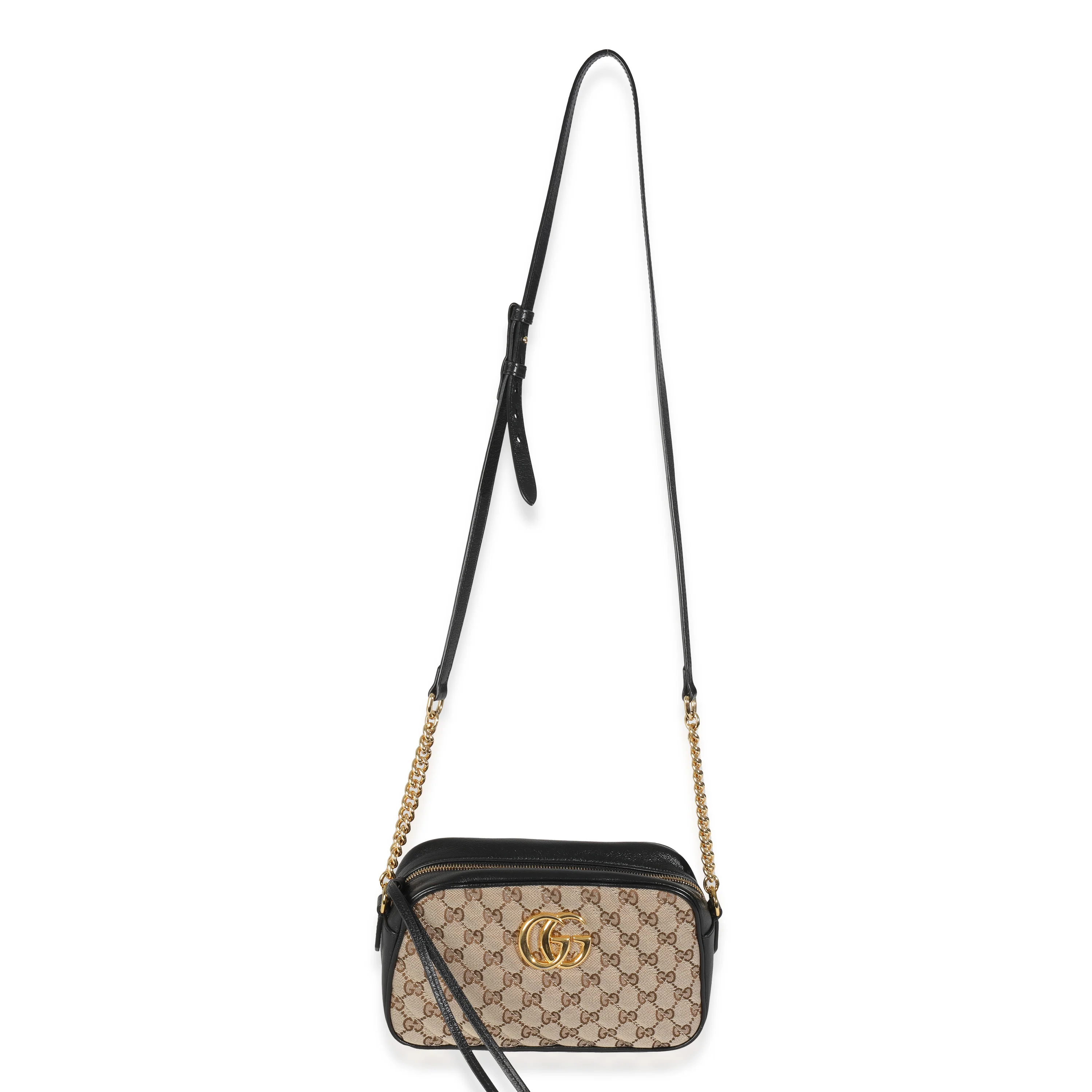 Black Beige Diagonal GG Marmont Camera Bag - Image 8
