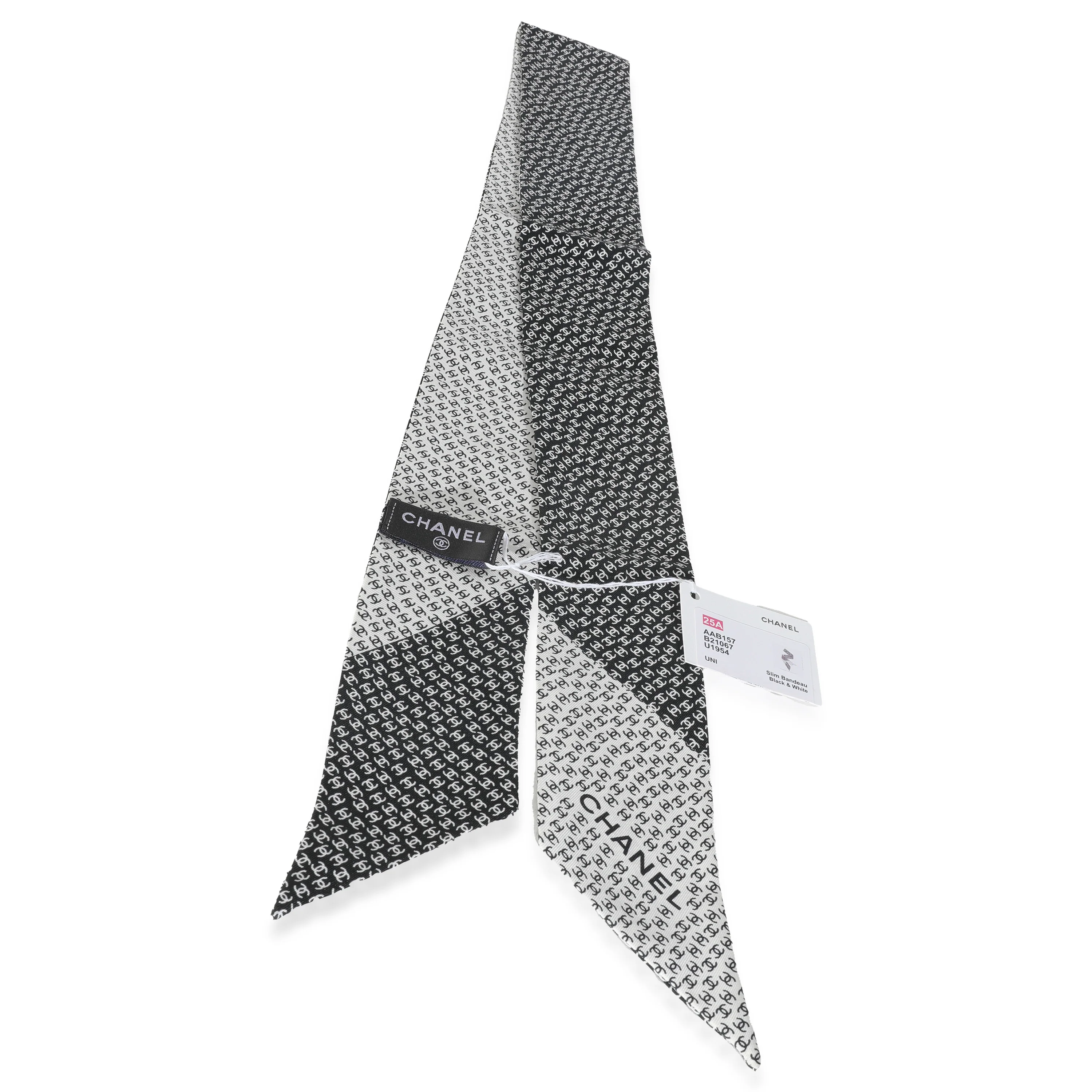 25A Black White Silk CC Slim Bandeau - Image 2