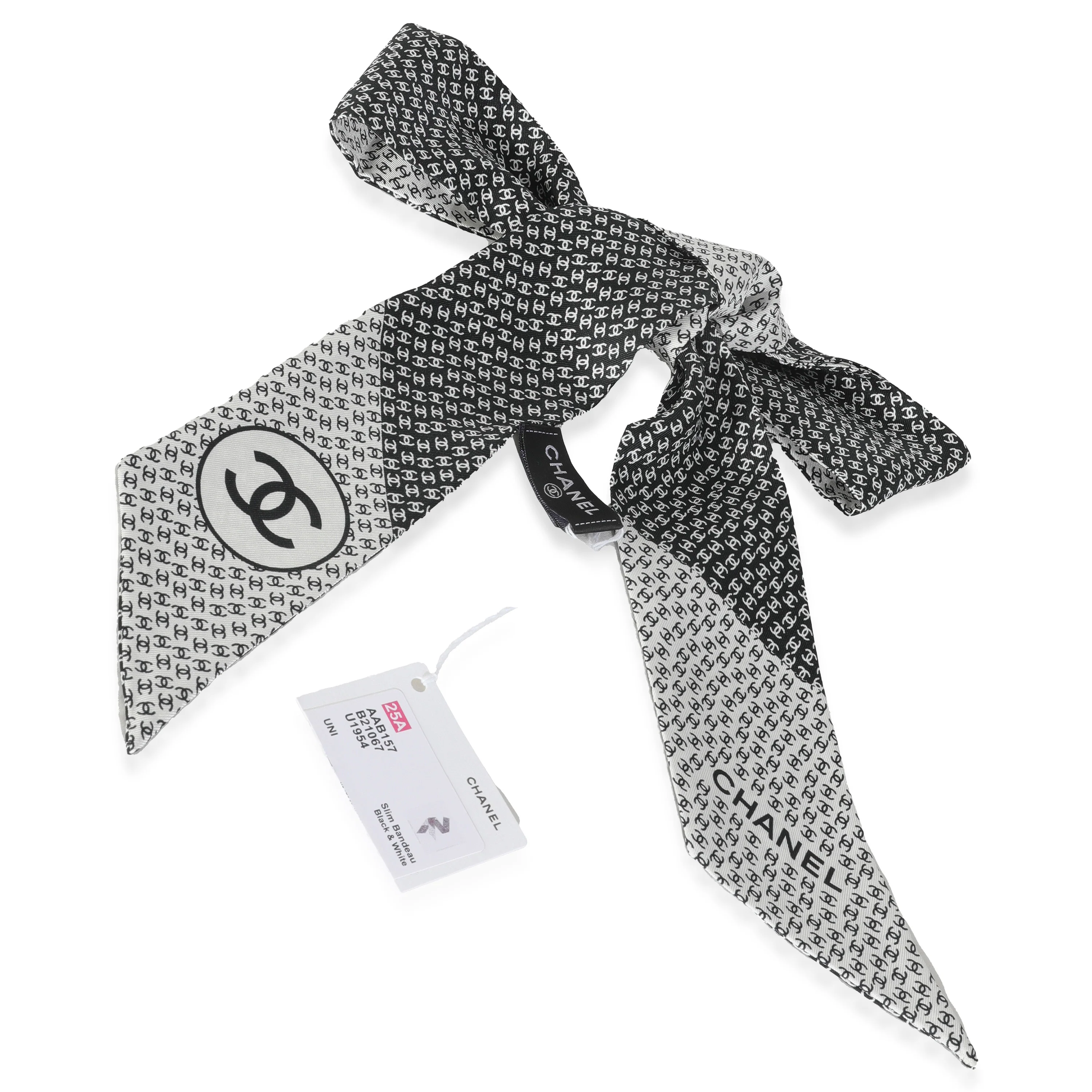 25A Black White Silk CC Slim Bandeau - Image 3