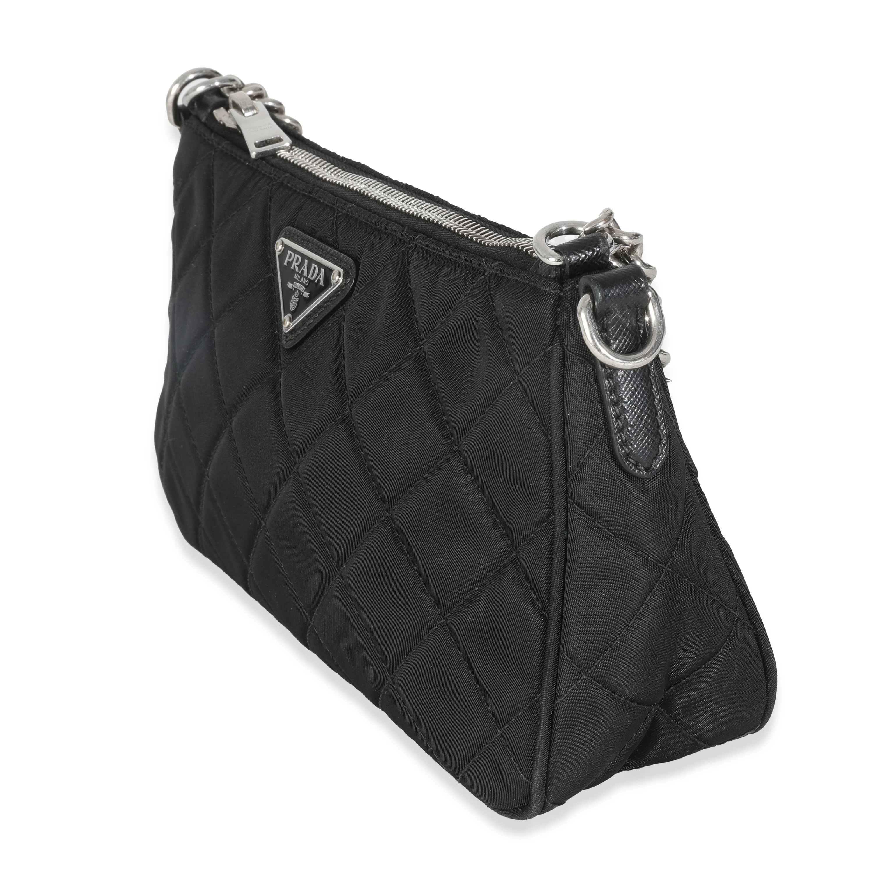 Black Tessuto Quilted Nylon Chain Bag - Image 2
