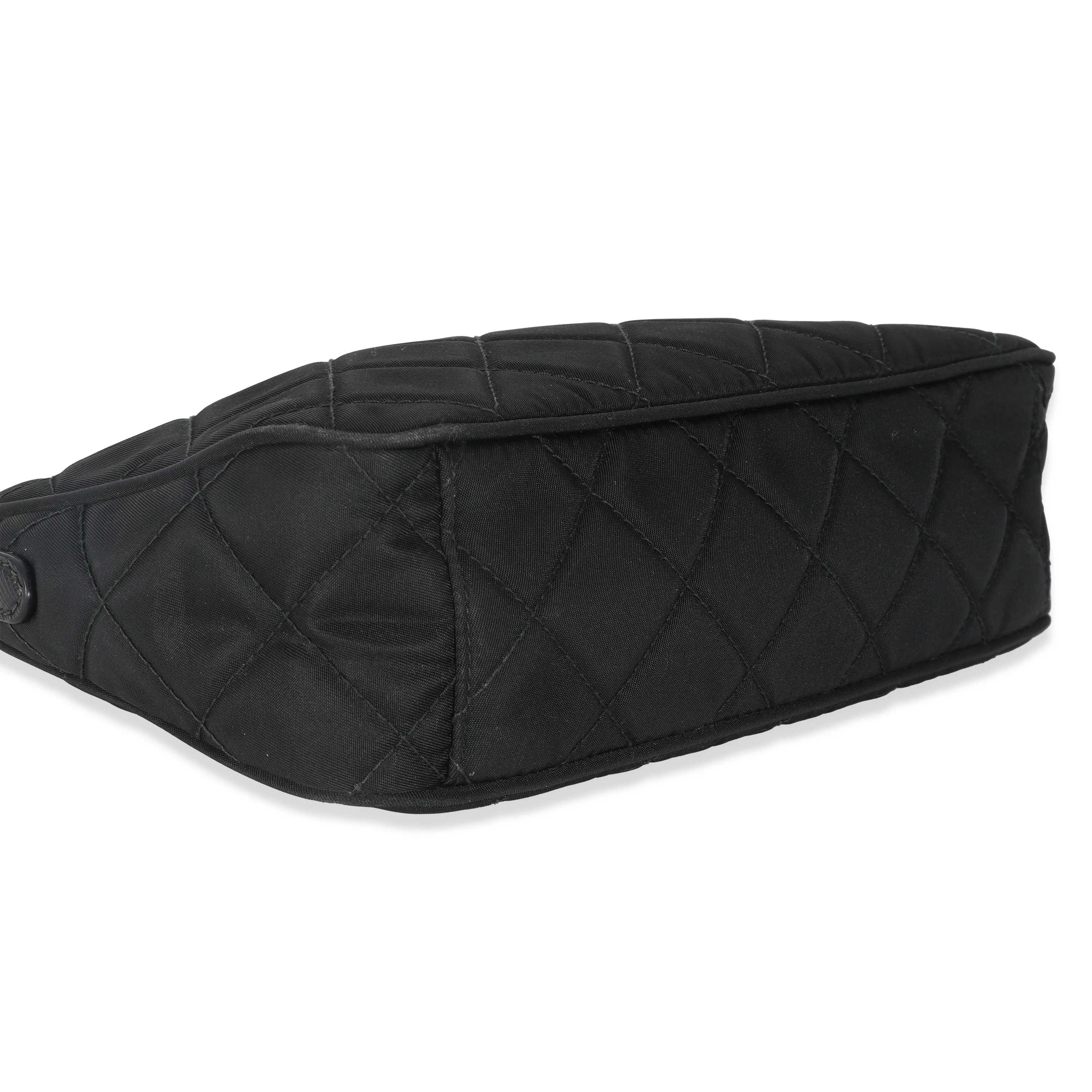 Black Tessuto Quilted Nylon Chain Bag - Image 7