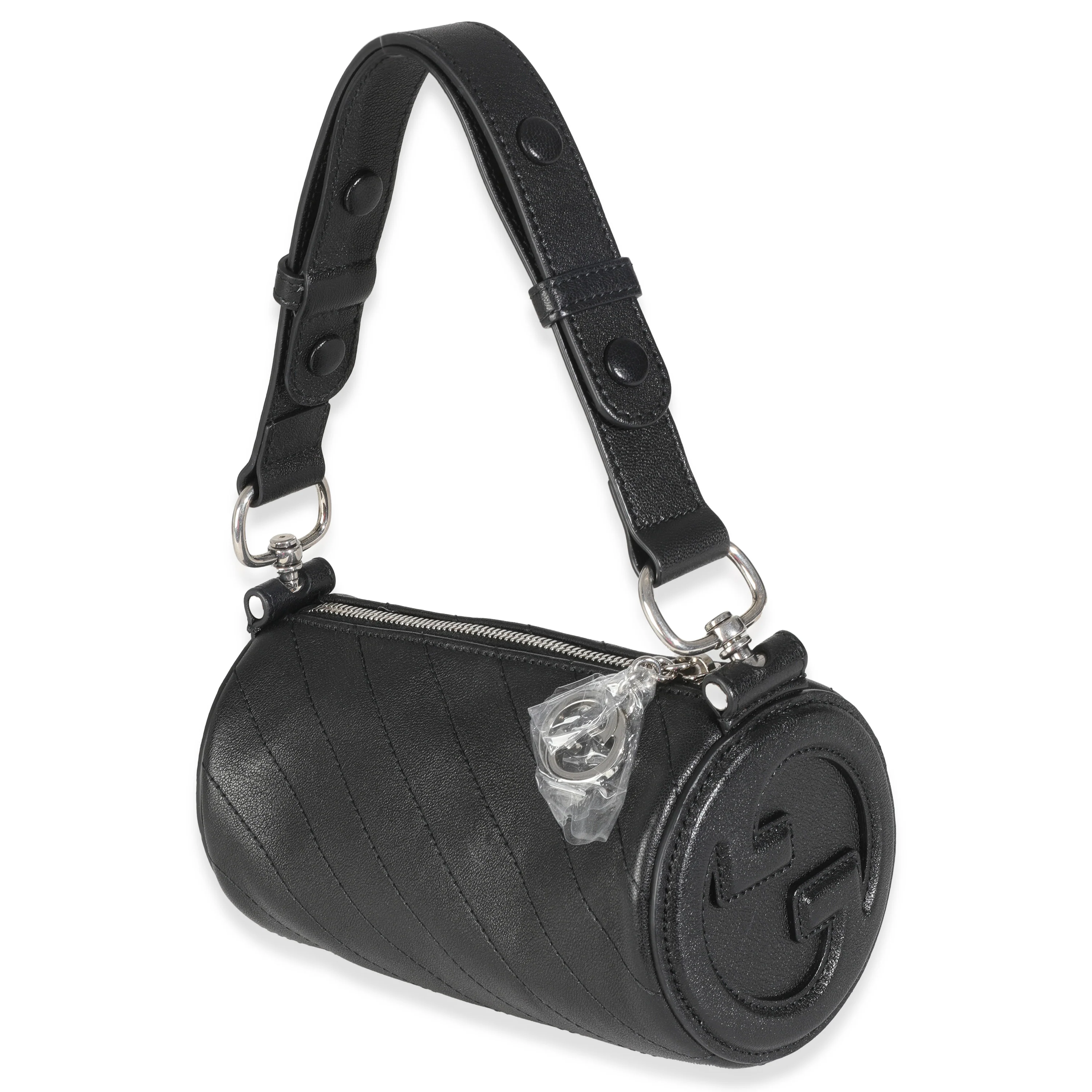 Black Diagonal Quilted Leather Mini Blondie Shoulder Bag - Image 2